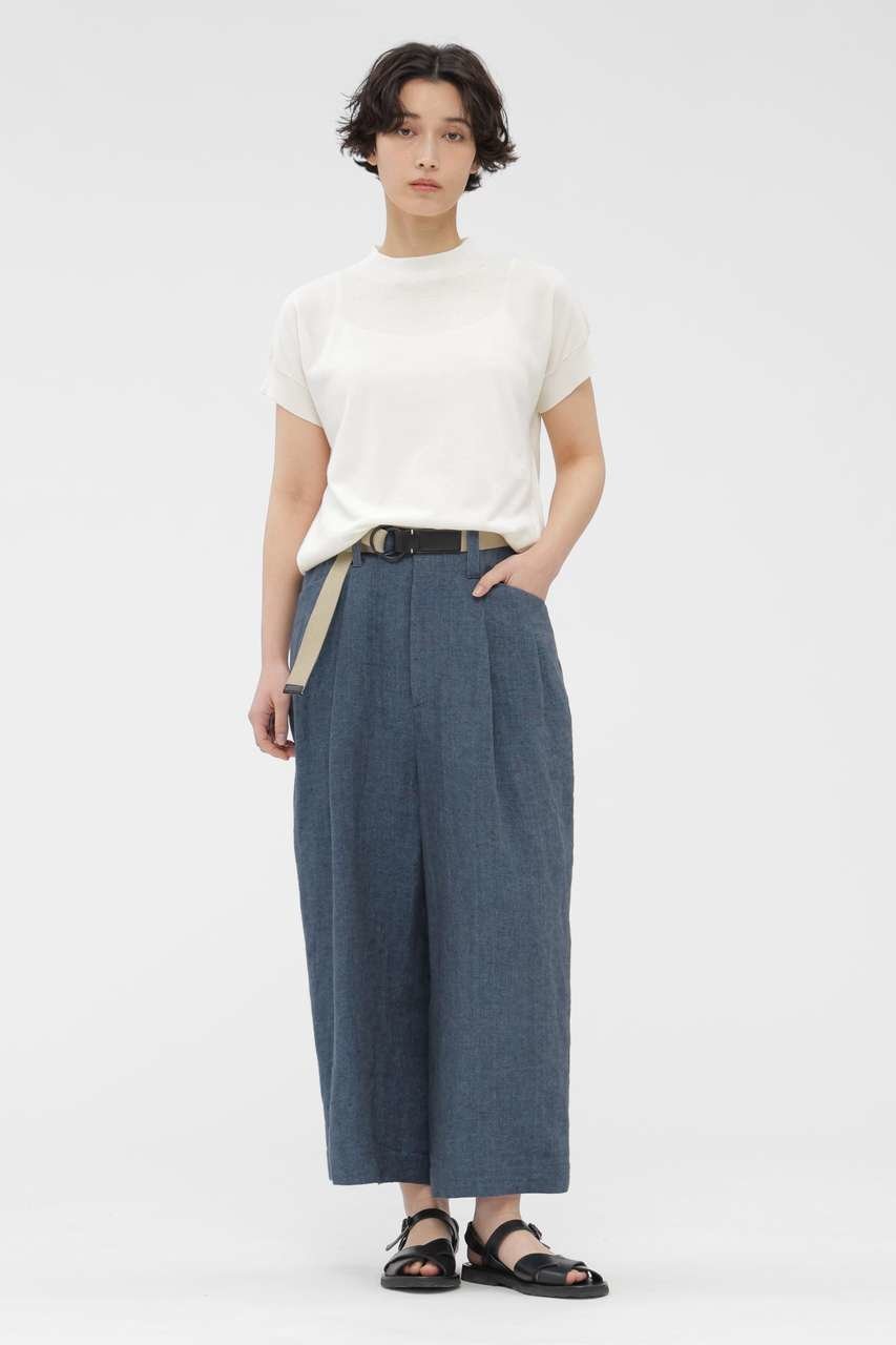 【マーガレットハウエル/MARGARET HOWELL】のFADED LINEN TROUSERS インテリア・キッズ・メンズ・レディースファッション・服の通販 founy(ファニー) ファッション Fashion レディースファッション Fashion for Women パンツ Pants & Trousers おすすめ Recommended / Our Picks クロップド Cropped, Short Length セットアップ Set-Up, Coordinated Outfit テーパード Tapered, Tapered Pants ブルゾン Blouson, Bomber Jacket リネン Linen, Linen Fabric エレガント 上品 Elegant 夏 Summer 新作・新入荷 New Arrivals / New In ブルー|ID: prp329100004888822 ipo3291000000036511039