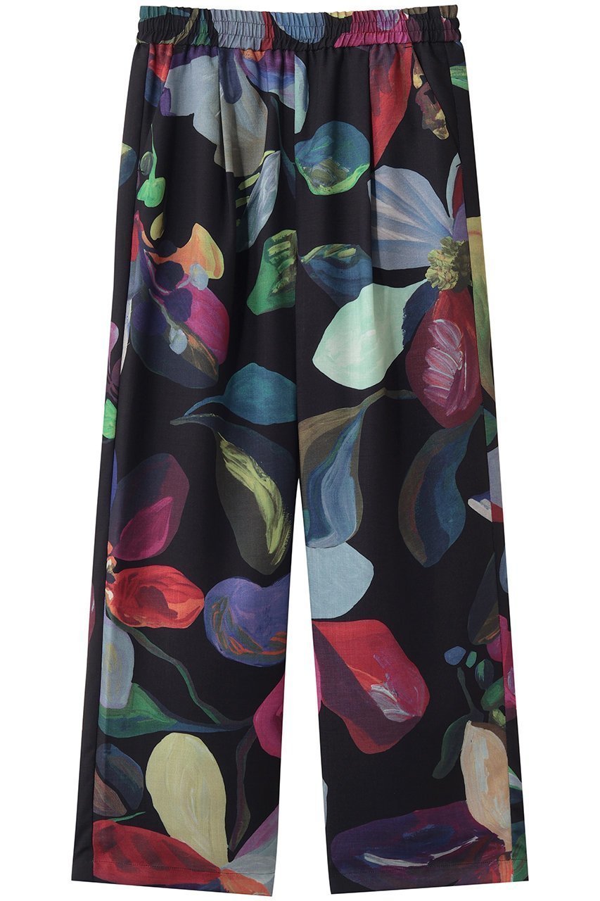 【その他のブランド/Other】のフラワーモチーフプリント ストレートパンツ インテリア・キッズ・メンズ・レディースファッション・服の通販 founy(ファニー) 　ファッション　Fashion　レディースファッション　Fashion for Women　パンツ　Pants & Trousers　おすすめ　Recommended / Our Picks　シンプル　Simple, Minimal　ストレート　Straight, Straight Cut　セットアップ　Set-Up, Coordinated Outfit　フラワー　Flower, Floral　プリント　Print, Printed Pattern　モチーフ　Motif, Design Theme　リラックス　Relax, Relaxed Fit　夏　Summer　新作・新入荷　New Arrivals / New In　春　Spring　S/S・春夏　SS, Spring/Summer, Warm Season　ブラック|ID: prp329100004888839 ipo3291000000036511179