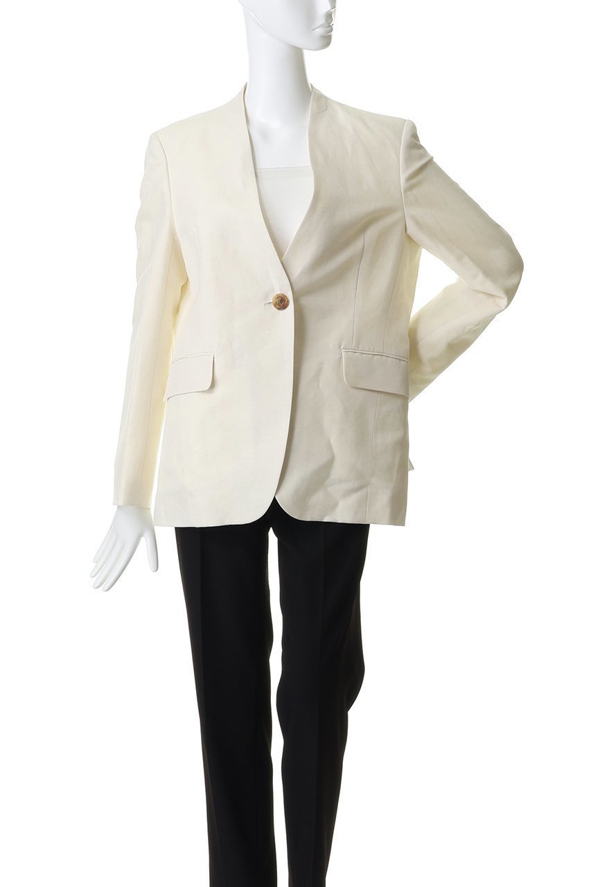 【デザイン ワークス/DESIGN WORKS】の【セットアップ対応】リネン混ノーカラージャケット 人気、トレンドファッション・服の通販 founy(ファニー) ファッション Fashion レディースファッション Fashion for Women アウター Coat / Outerwear Collection レディースジャケット・軽アウター Jackets ノーカラージャケット / シンプル上品コーデ Collarless Jackets シンプル Simple, Minimal ジャケット Jacket, Outerwear ストライプ Stripe, Striped Pattern セットアップ Set-Up, Coordinated Outfit デニム Denim, Jeans Material ネップ Nepp, Slub Yarn フェミニン Feminine, Girly フォルム Silhouette, Form リネン Linen, Linen Fabric エレガント 上品 Elegant 夏 Summer 新作・新入荷 New Arrivals / New In 春 Spring S/S・春夏 SS, Spring/Summer, Warm Season other-2|ID: prp329100004888866 ipo3291000000036513302