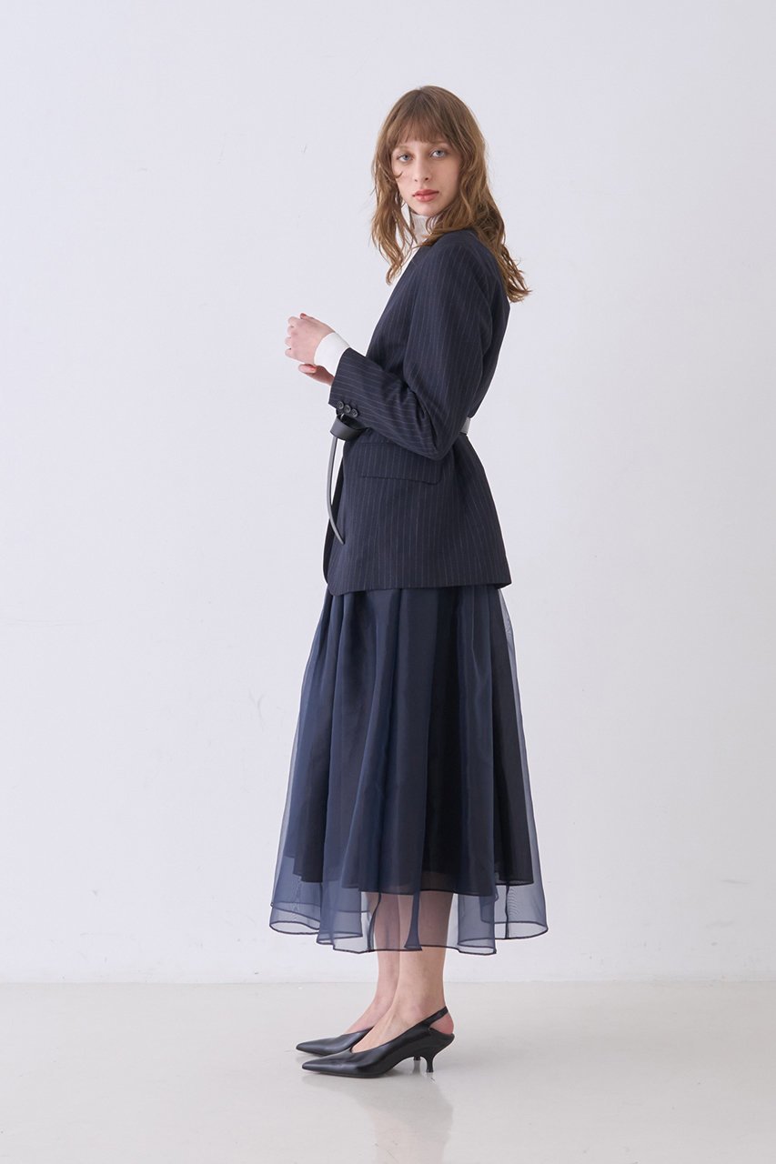 【デザイン ワークス/DESIGN WORKS】の【セットアップ対応】リネン混ノーカラージャケット 大人の最旬トレンドファッション＆コーディネート founy(ファウニー) 　ファッション　Fashion　レディースファッション　Fashion for Women　アウター　Coat / Outerwear Collection　レディースジャケット・軽アウター　Jackets　ノーカラージャケット / シンプル上品コーデ　Collarless Jackets　シンプル　Simple, Minimal　ジャケット　Jacket, Outerwear　ストライプ　Stripe, Striped Pattern　セットアップ　Set-Up, Coordinated Outfit　デニム　Denim, Jeans Material　ネップ　Nepp, Slub Yarn　フェミニン　Feminine, Girly　フォルム　Silhouette, Form　リネン　Linen, Linen Fabric　エレガント 上品　Elegant　再入荷　Restock / Back in Stock　夏　Summer　春　Spring　S/S・春夏　SS, Spring/Summer, Warm Season　other-8|ID: prp329100004888866 ipo3291000000036793207