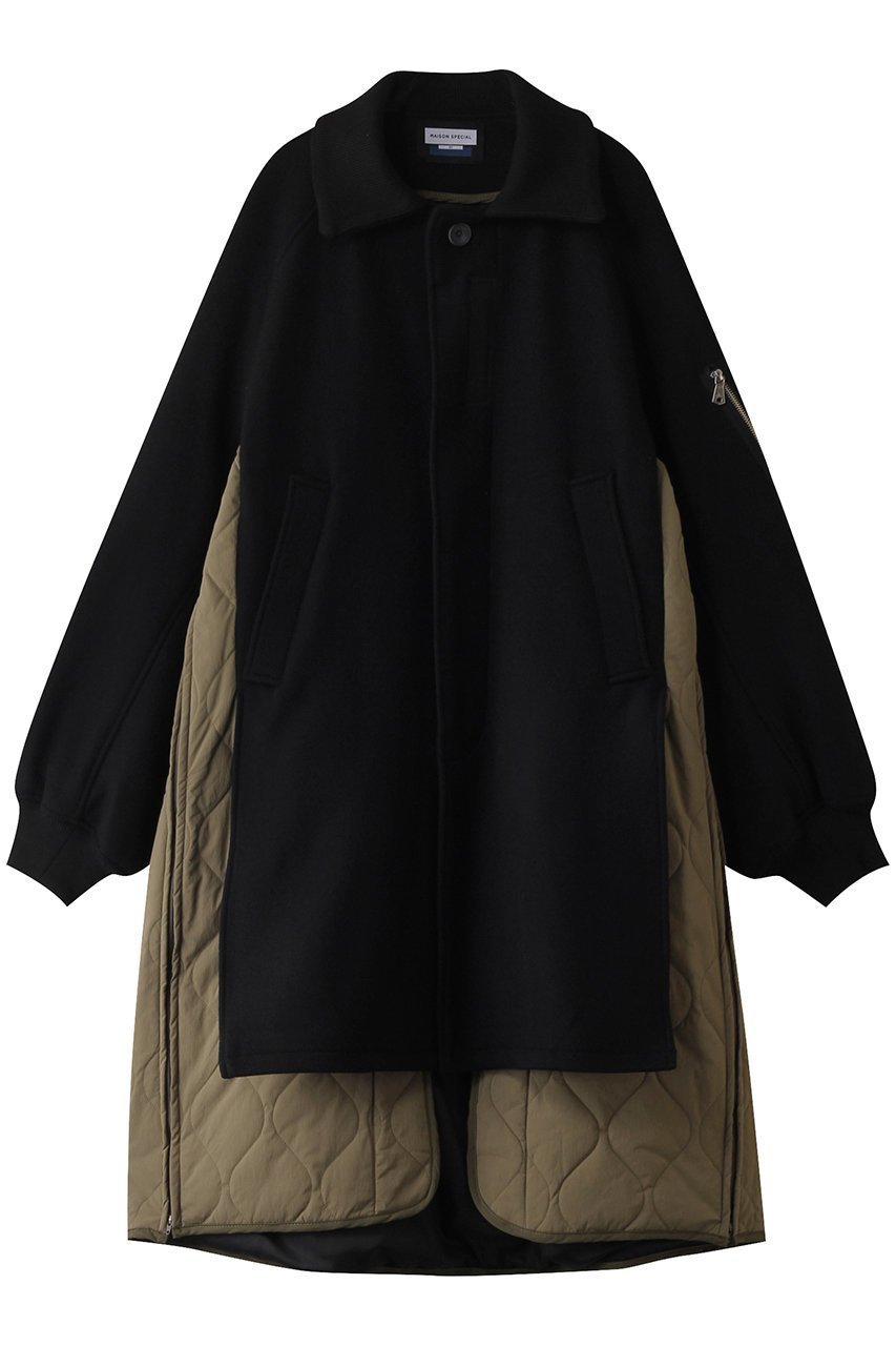 【メゾンスペシャル/MAISON SPECIAL】の【UNISEX】レイヤリングキルティングコート インテリア・キッズ・メンズ・レディースファッション・服の通販 founy(ファニー) 　ファッション　Fashion　レディースファッション　Fashion for Women　アウター　Coat / Outerwear Collection　コート・ロングコート・ピーコート　Long Coats, Peacoats & More　ジュエリー　Jewelry　ファッションリング　Fashion Rings　イヤリング・フープ・ドロップタイプ　Hoop, Drop & Clip Earrings　ユニセックス　Unisex, Genderless　おすすめ　Recommended / Our Picks　スリーブ　Sleeve, Long Sleeve / Short Sleeve　ロング　Long, Long-Length　KHK(カーキ)|ID: prp329100004888886 ipo3291000000036515150