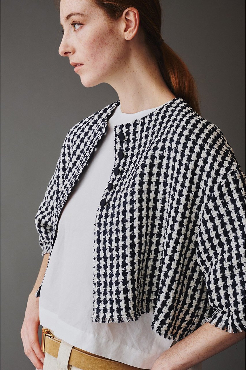 【オブリオ/AUBRIOT】のハウンドトゥース クロップドジャケット 人気、トレンドファッション・服の通販 founy(ファニー) 　ファッション　Fashion　レディースファッション　Fashion for Women　アウター　Coat / Outerwear Collection　レディースジャケット・軽アウター　Jackets　イタリア　Italy　クラシック　Classic, Timeless Style　シンプル　Simple, Minimal　ジャケット　Jacket, Outerwear　ツイード／ツィード　Choker, Choker Necklace　ハウンドトゥース　Houndstooth, Dogtooth Check　リラックス　Relax, Relaxed Fit　other-8|ID: prp329100004888895 ipo3291000000036550027