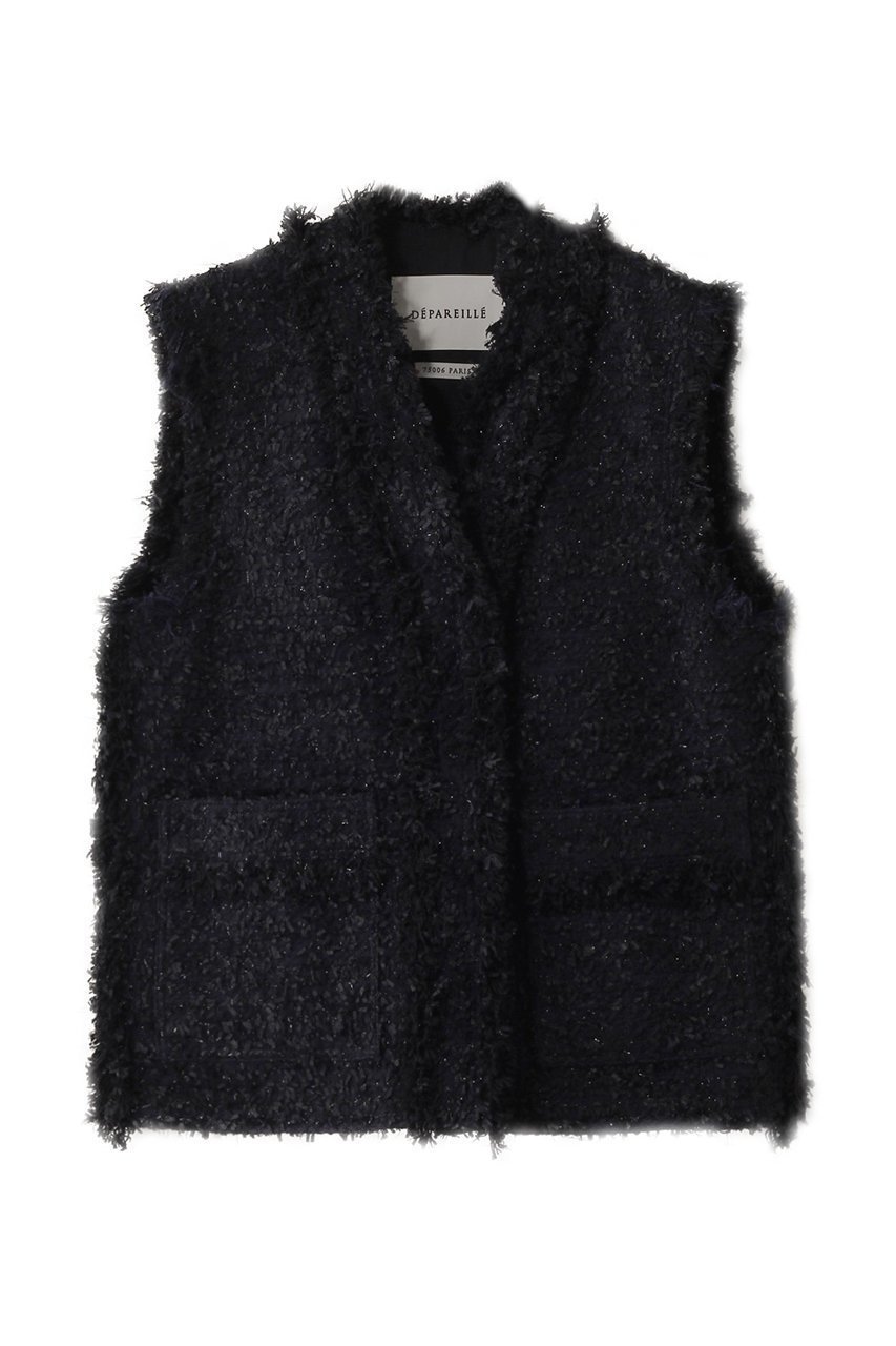 【デパリエ/DEPAREILLE】のラメツイードジレ インテリア・キッズ・メンズ・レディースファッション・服の通販 founy(ファニー) 　ファッション　Fashion　レディースファッション　Fashion for Women　アウター　Coat / Outerwear Collection　レディースジャケット・軽アウター　Jackets　ジャケット　Jacket, Outerwear　ツイード　Twill, Twill Weave　フォーマル　Formal, Dressy　フロント　Front, Front Design　ベスト　Vest, Waistcoat　ポケット　Pocket, Pocket Detail　エレガント 上品　Elegant　ネイビー|ID: prp329100004888904 ipo3291000000036515479