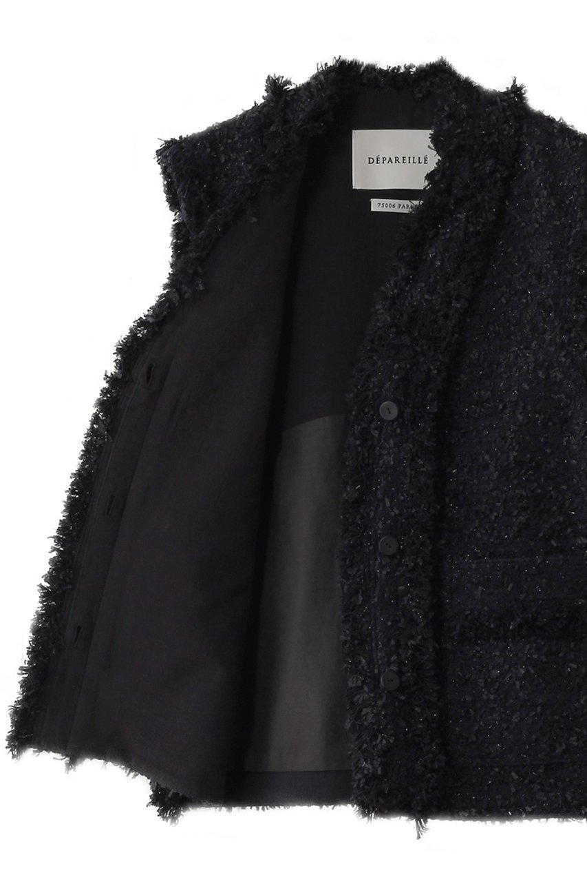【デパリエ/DEPAREILLE】のラメツイードジレ 人気、トレンドファッション・服の通販 founy(ファニー) 　ファッション　Fashion　レディースファッション　Fashion for Women　アウター　Coat / Outerwear Collection　レディースジャケット・軽アウター　Jackets　ジャケット　Jacket, Outerwear　ツイード　Twill, Twill Weave　フォーマル　Formal, Dressy　フロント　Front, Front Design　ベスト　Vest, Waistcoat　ポケット　Pocket, Pocket Detail　エレガント 上品　Elegant　other-6|ID: prp329100004888904 ipo3291000000036515484