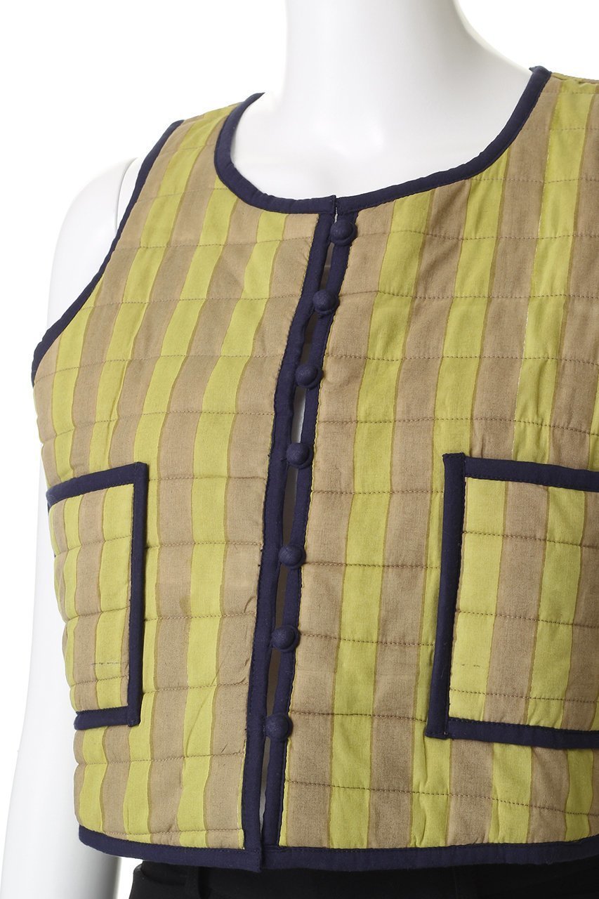 【エスゼット ブロックプリント/SZ Blockprints】のQUILTED VEST DOUBLE THICK STRIPE キルティングベスト 人気、トレンドファッション・服の通販 founy(ファニー) 　ファッション　Fashion　レディースファッション　Fashion for Women　アウター　Coat / Outerwear Collection　レディースジャケット・軽アウター　Jackets　キルティング　Quilted, Quilting　クロップド　Cropped, Short Length　コンパクト　Compact, Small Size　シンプル　Simple, Minimal　ジャケット　Jacket, Outerwear　ストライプ　Stripe, Striped Pattern　パイピング　Piping, Trim Design　ベスト　Vest, Waistcoat　無地　Plain, Solid Color　other-5|ID: prp329100004888948 ipo3291000000036517556