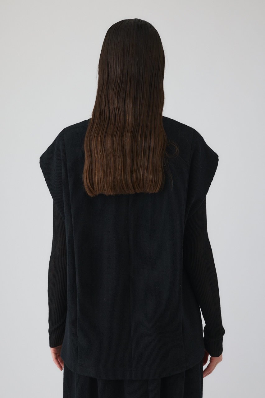 【リムアーク/RIM.ARK】のFront hole vest like tops/トップス 人気、トレンドファッション・服の通販 founy(ファニー) 　ファッション　Fashion　レディースファッション　Fashion for Women　アウター　Coat / Outerwear Collection　レディースジャケット・軽アウター　Jackets　インナー　Innerwear　ジャケット　Jacket, Outerwear　セットアップ　Set-Up, Coordinated Outfit　タートルネック　Turtleneck, High Neck　フォルム　Silhouette, Form　ベスト　Vest, Waistcoat　ロング　Long, Long-Length　other-8|ID: prp329100004888972 ipo3291000000036518661