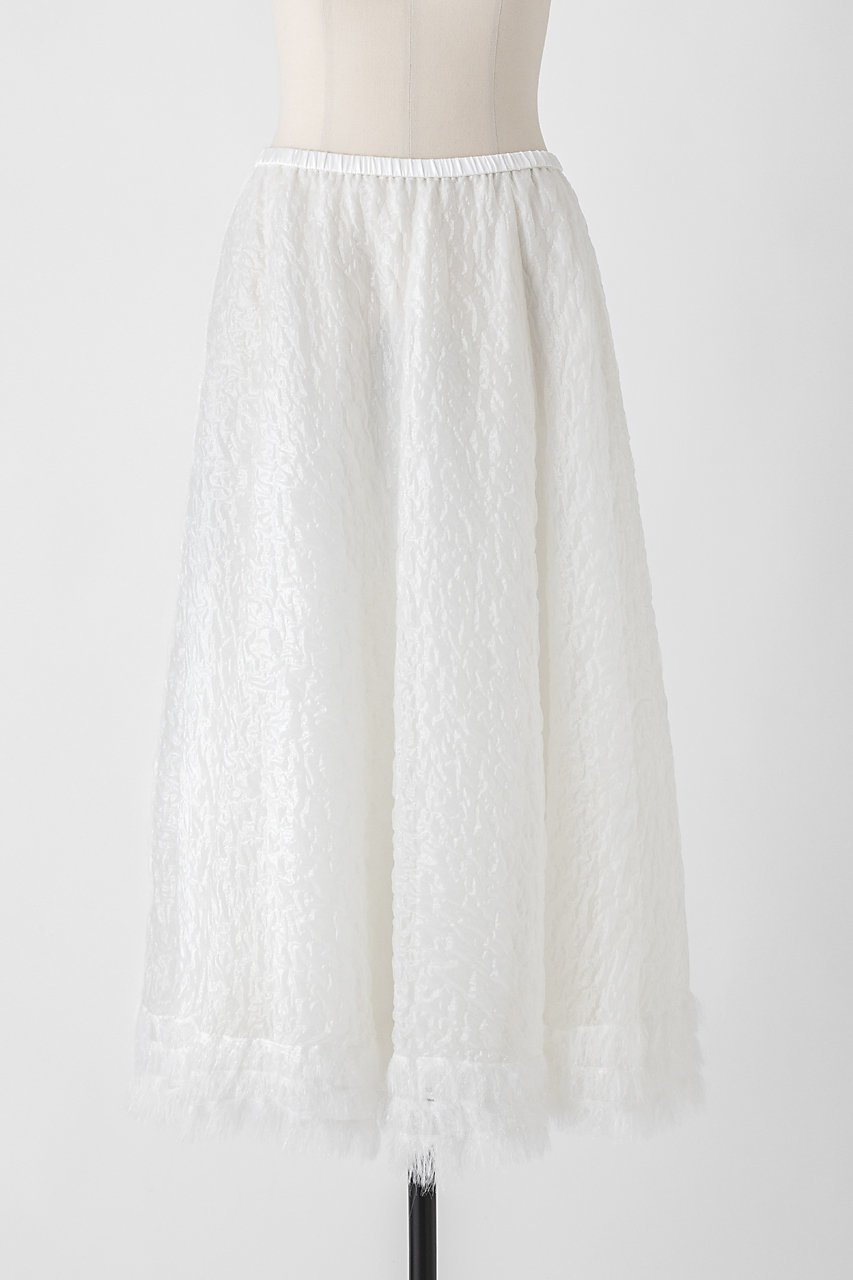 【オーヴィル/EAUVIRE】のシマーフレアスカート 人気、トレンドファッション・服の通販 founy(ファニー) 　ファッション　Fashion　レディースファッション　Fashion for Women　スカート　Skirts　Aライン・フレアスカート　A-Line & Flared Skirts　ロングスカート　Long Skirts / Maxi & Midi Skirts　イタリア　Italy　オーガンジー　Organza Fabric　ギャザー　Gathered, Ruffled　シルク　Silk, 100% Silk　ジャカード／ジャガード　Jacquard, Woven Pattern　フリンジ　Fringe, Tassel　フレア　Flare, Flared　ヘムライン　Hemline, Bottom Cut　リラックス　Relax, Relaxed Fit　ロング　Long, Long-Length　 other-1|ID: prp329100004889007 ipo3291000000036519893