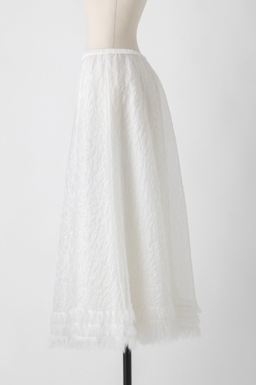 【オーヴィル/EAUVIRE】のシマーフレアスカート 人気、トレンドファッション・服の通販 founy(ファニー) 　ファッション　Fashion　レディースファッション　Fashion for Women　スカート　Skirts　Aライン・フレアスカート　A-Line & Flared Skirts　ロングスカート　Long Skirts / Maxi & Midi Skirts　イタリア　Italy　オーガンジー　Organza Fabric　ギャザー　Gathered, Ruffled　シルク　Silk, 100% Silk　ジャカード／ジャガード　Jacquard, Woven Pattern　フリンジ　Fringe, Tassel　フレア　Flare, Flared　ヘムライン　Hemline, Bottom Cut　リラックス　Relax, Relaxed Fit　ロング　Long, Long-Length　other-2|ID: prp329100004889007 ipo3291000000036519895