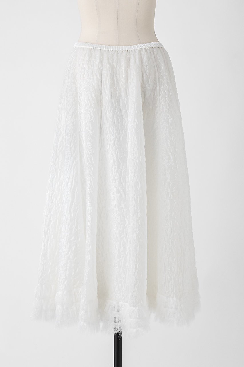 【オーヴィル/EAUVIRE】のシマーフレアスカート 人気、トレンドファッション・服の通販 founy(ファニー) 　ファッション　Fashion　レディースファッション　Fashion for Women　スカート　Skirts　Aライン・フレアスカート　A-Line & Flared Skirts　ロングスカート　Long Skirts / Maxi & Midi Skirts　イタリア　Italy　オーガンジー　Organza Fabric　ギャザー　Gathered, Ruffled　シルク　Silk, 100% Silk　ジャカード／ジャガード　Jacquard, Woven Pattern　フリンジ　Fringe, Tassel　フレア　Flare, Flared　ヘムライン　Hemline, Bottom Cut　リラックス　Relax, Relaxed Fit　ロング　Long, Long-Length　other-3|ID: prp329100004889007 ipo3291000000036519896