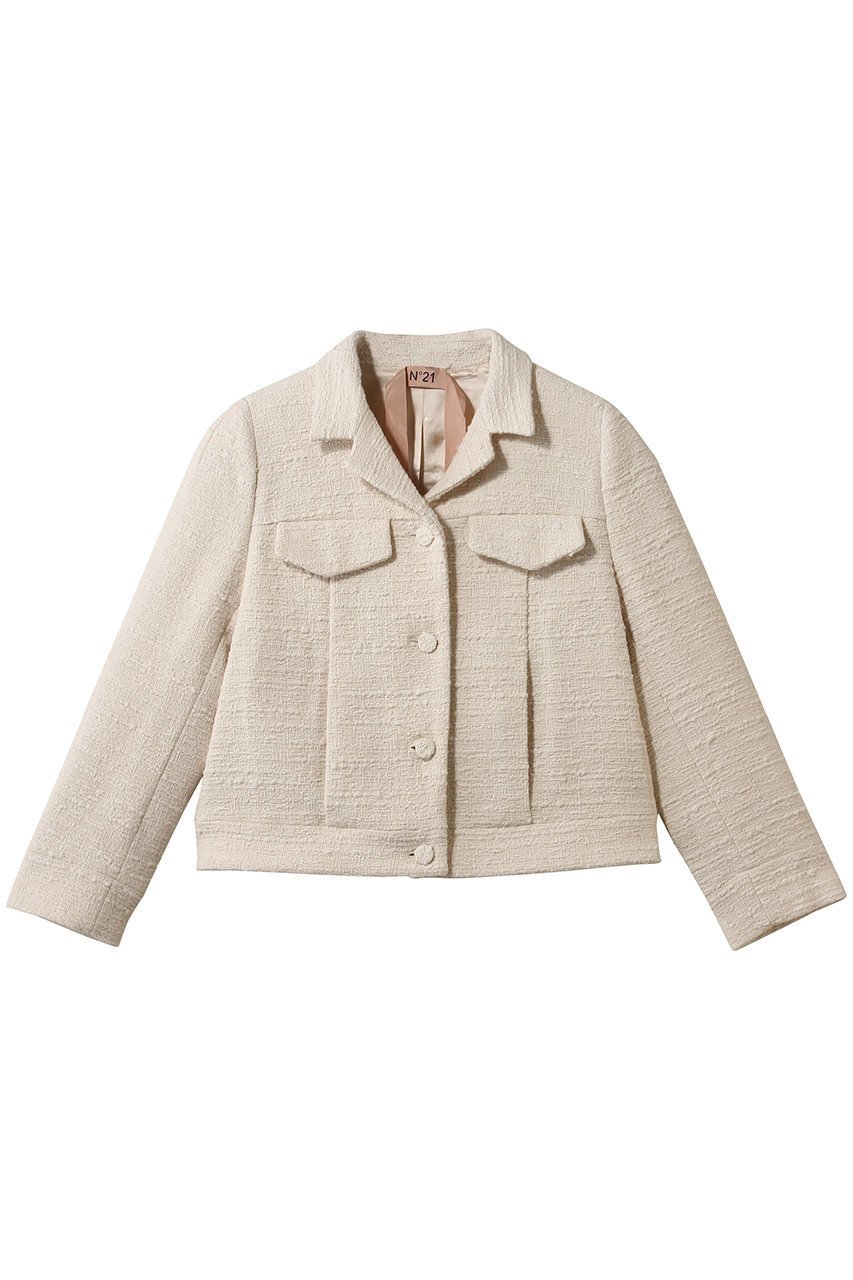 【ヌメロ ヴェントゥーノ/N°21】のツイード ショート ジャケット インテリア・キッズ・メンズ・レディースファッション・服の通販 founy(ファニー) 　ファッション　Fashion　レディースファッション　Fashion for Women　アウター　Coat / Outerwear Collection　レディースジャケット・軽アウター　Jackets　コンパクト　Compact, Small Size　ショート　Short, Short Length　ジャケット　Jacket, Outerwear　ツイード　Twill, Twill Weave　ポケット　Pocket, Pocket Detail　ワイド　Wide, Wide Fit　新作・新入荷　New Arrivals / New In　ベージュ|ID: prp329100004889009 ipo3291000000036519908