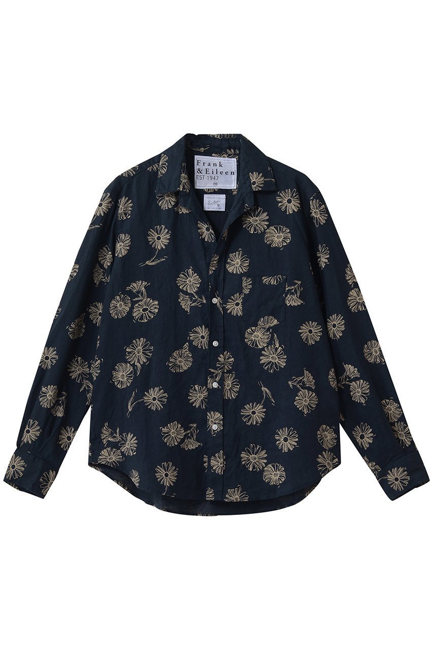 【フランク&アイリーン/Frank&Eileen】のEILEEN イタリアンリネン ブラックフラワー シャツ 人気、トレンドファッション・服の通販 founy(ファニー) 　ファッション　Fashion　レディースファッション　Fashion for Women　トップス・カットソー　Cut & Sew Tops　シャツ・ブラウス・オフィスカジュアル　Elegant Blouses & Button-Ups　スリーブ　Sleeve, Long Sleeve / Short Sleeve　フィット　Fit, Slim Fit　フラワー　Flower, Floral　リネン　Linen, Linen Fabric　ロング　Long, Long-Length　エレガント 上品　Elegant　定番　Standard, Basic Item　新作・新入荷　New Arrivals / New In　 other-1|ID: prp329100004889028 ipo3291000000036520386