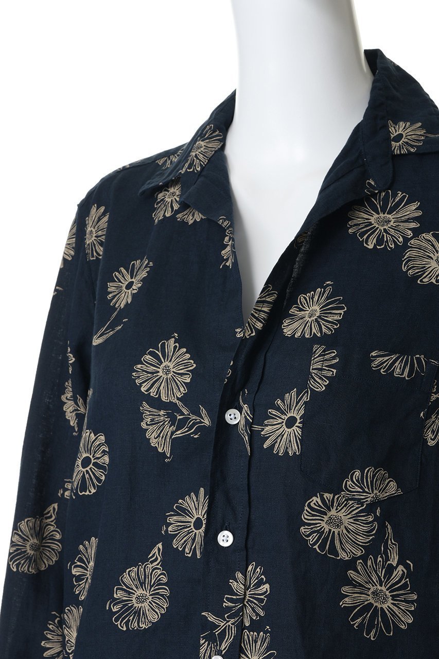 【フランク&アイリーン/Frank&Eileen】のEILEEN イタリアンリネン ブラックフラワー シャツ 人気、トレンドファッション・服の通販 founy(ファニー) 　ファッション　Fashion　レディースファッション　Fashion for Women　トップス・カットソー　Cut & Sew Tops　シャツ・ブラウス・オフィスカジュアル　Elegant Blouses & Button-Ups　スリーブ　Sleeve, Long Sleeve / Short Sleeve　フィット　Fit, Slim Fit　フラワー　Flower, Floral　リネン　Linen, Linen Fabric　ロング　Long, Long-Length　エレガント 上品　Elegant　定番　Standard, Basic Item　新作・新入荷　New Arrivals / New In　other-5|ID: prp329100004889028 ipo3291000000036520391