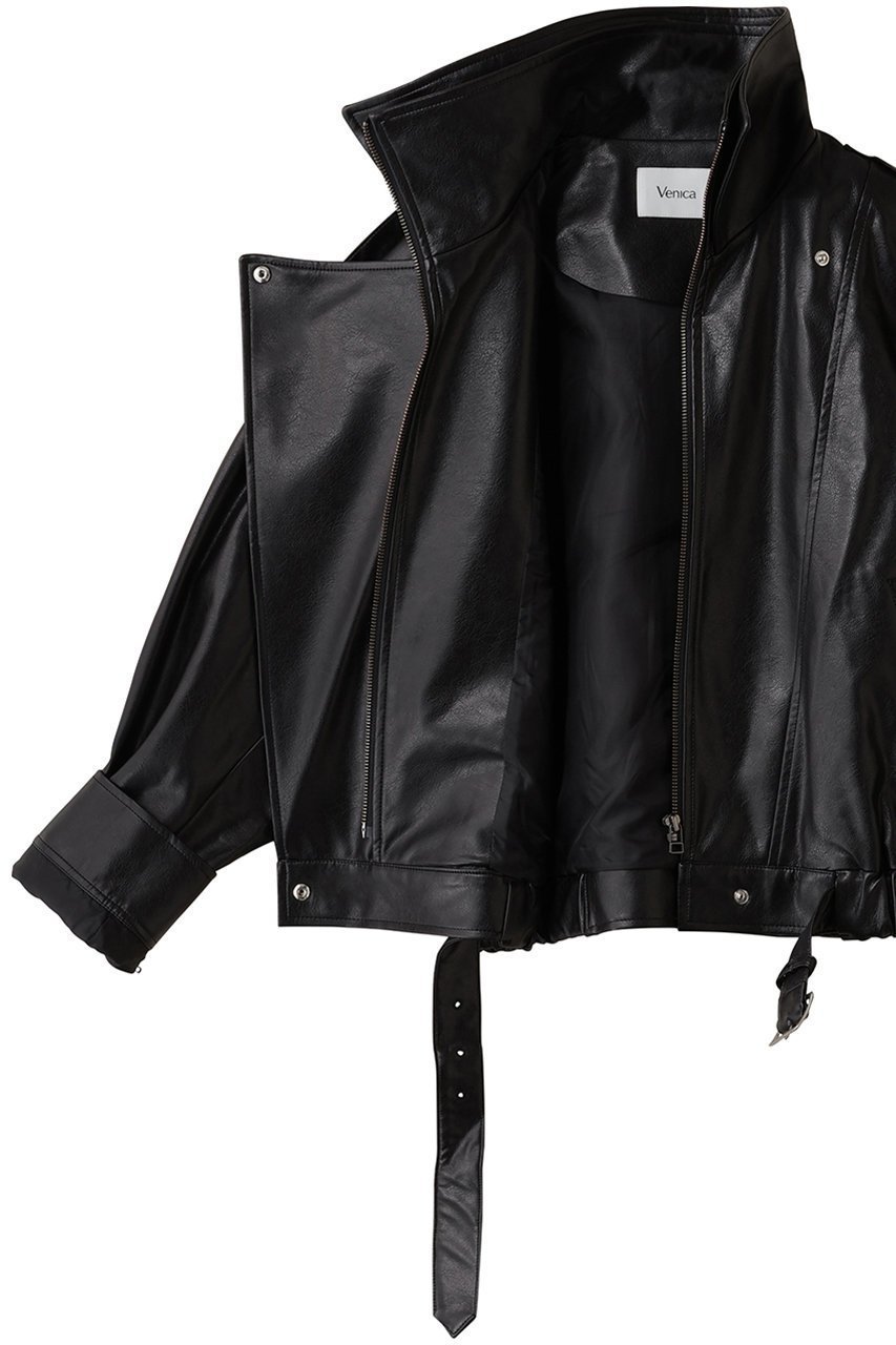 【ヴェニカ/Venica】のStand collar leather blouson 人気、トレンドファッション・服の通販 founy(ファニー) 　ファッション　Fashion　レディースファッション　Fashion for Women　アウター　Coat / Outerwear Collection　レディースジャケット・軽アウター　Jackets　ブルゾンジャケット・スポーティアウター　Blouson Jackets　なめらか　Smooth, Silky Texture　クール　Cool, Chic　ジャケット　Jacket, Outerwear　スタンド　Stand Collar, Upright Stand　スラックス　Slacks, Dress Pants　デニム　Denim, Jeans Material　ブルゾン　Blouson, Bomber Jacket　ミックス　Mix, Mixed Style　other-6|ID: prp329100004889037 ipo3291000000036520574