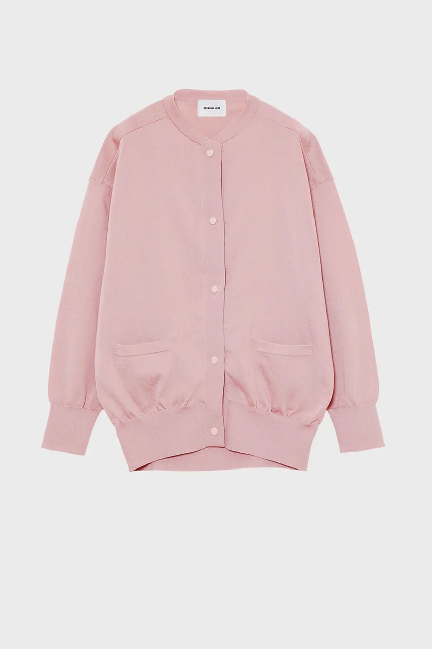 【スタニングルアー/STUNNING LURE】のハイツイストニットブルゾン インテリア・キッズ・メンズ・レディースファッション・服の通販 founy(ファニー) 　ファッション　Fashion　レディースファッション　Fashion for Women　トップス・カットソー　Cut & Sew Tops　ニット　Knit Tops & Sweaters　カーディガン・羽織り　Layered Style Cardigans　カーディガン　Cardigan, Knitwear　フラット　Flat, Flat Shoes　エレガント 上品　Elegant　ライトピンク|ID: prp329100004889038 ipo3291000000036520580