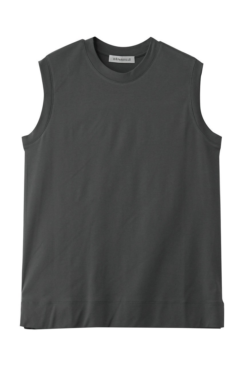 【デパリエ/DEPAREILLE】のスムースノースリーブTシャツ インテリア・キッズ・メンズ・レディースファッション・服の通販 founy(ファニー) 　ファッション　Fashion　レディースファッション　Fashion for Women　トップス・カットソー　Cut & Sew Tops　キャミソール&ノースリーブ　Camisoles & Sleeveless Tops　シャツ・ブラウス・オフィスカジュアル　Elegant Blouses & Button-Ups　ロングTシャツ・Tシャツ　Longline T-Shirts & Tees　カットソー・ベーシックTシャツ　Cut-and-Sewn Tops / Stretch Tees & Basics　なめらか　Smooth, Silky Texture　インナー　Innerwear　キャミソール　Camisole, Spaghetti Strap Top　シンプル　Simple, Minimal　ジャケット　Jacket, Outerwear　タンク　Tank Top, Sleeveless Top　ノースリーブ　Sleeveless, No-Sleeve　エレガント 上品　Elegant　新作・新入荷　New Arrivals / New In　チャコールグレー|ID: prp329100004889130 ipo3291000000036525738