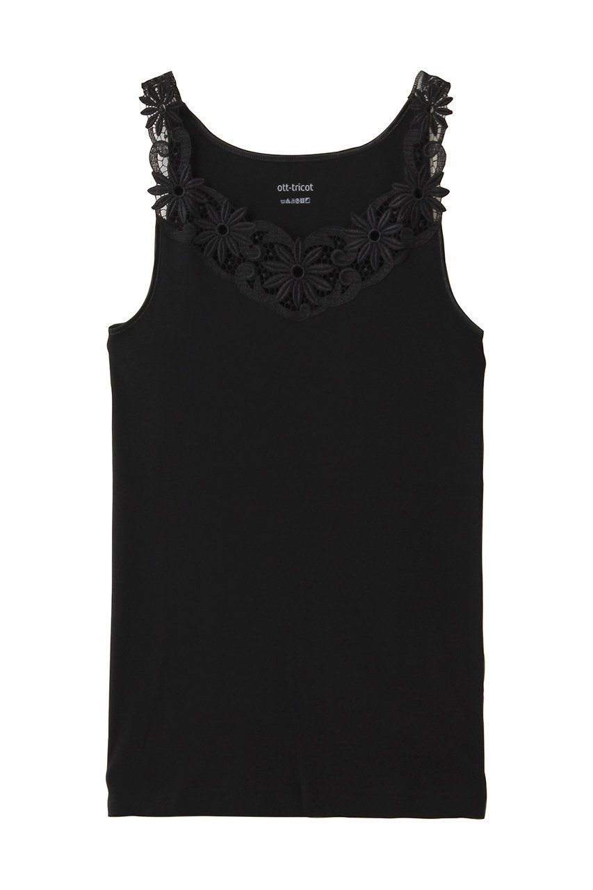 【ティアラ/Tiara】の【Ott-tricot】レースタンクトップ インテリア・キッズ・メンズ・レディースファッション・服の通販 founy(ファニー) 　ファッション　Fashion　レディースファッション　Fashion for Women　トップス・カットソー　Cut & Sew Tops　キャミソール&ノースリーブ　Camisoles & Sleeveless Tops　シャツ・ブラウス・オフィスカジュアル　Elegant Blouses & Button-Ups　ロングTシャツ・Tシャツ　Longline T-Shirts & Tees　カットソー・ベーシックTシャツ　Cut-and-Sewn Tops / Stretch Tees & Basics　おすすめ　Recommended / Our Picks　キャミソール　Camisole, Spaghetti Strap Top　タンク　Tank Top, Sleeveless Top　フィット　Fit, Slim Fit　フラワー　Flower, Floral　レース　Lace, Lace Fabric　新作・新入荷　New Arrivals / New In　ブラック|ID: prp329100004889147 ipo3291000000036526027
