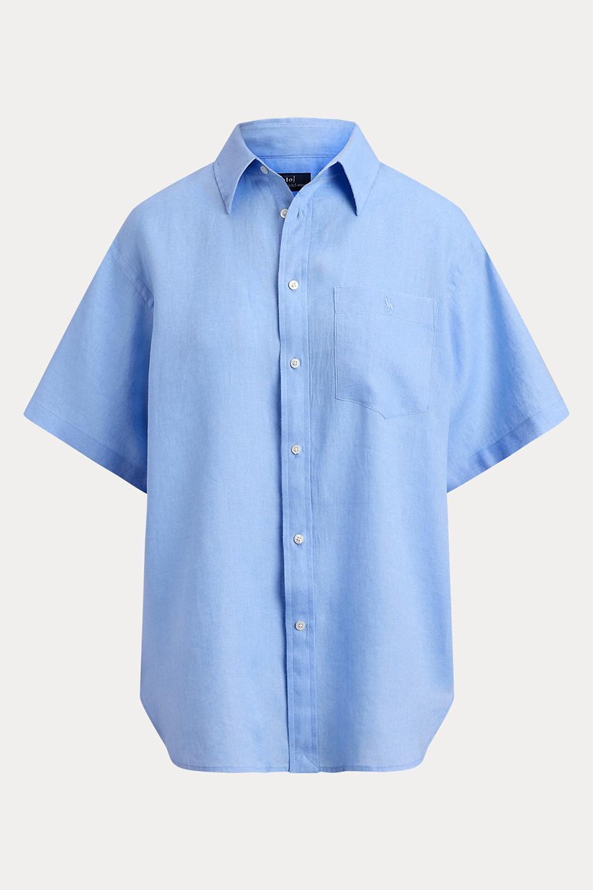 【ラルフローレン/RALPH LAUREN】の【POLO RALPH LAUREN】オーバーサイズ フィット リネン ショートスリーブ シャツ インテリア・キッズ・メンズ・レディースファッション・服の通販 founy(ファウニー) 　ファッション　Fashion　レディースファッション　Fashion for Women　トップス・カットソー　Cut & Sew Tops　シャツ・ブラウス・オフィスカジュアル　Elegant Blouses & Button-Ups　ショルダー　Shoulder, Shoulder Strap　ショート　Short, Short Length　スリーブ　Sleeve, Long Sleeve / Short Sleeve　ドロップ　Drop Shoulder, Dropped Style　パッチ　Patch, Appliqué　フィット　Fit, Slim Fit　フォルム　Silhouette, Form　ポケット　Pocket, Pocket Detail　リネン　Linen, Linen Fabric　リラックス　Relax, Relaxed Fit　半袖　Short Sleeve, Half Sleeve　夏　Summer　ブルー|ID: prp329100004889152 ipo3291000000036895935