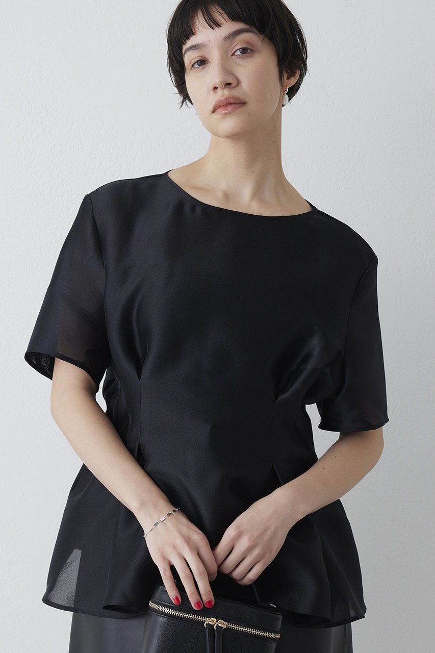【ウィムガゼット/Whim Gazette】のオーガンジーペプラムブラウス インテリア・キッズ・メンズ・レディースファッション・服の通販 founy(ファニー) ファッション Fashion レディースファッション Fashion for Women トップス・カットソー Cut & Sew Tops シャツ・ブラウス・オフィスカジュアル Elegant Blouses & Button-Ups エレガント 上品 Elegant オーガンジー Organza Fabric ショート Short, Short Length シルク Silk, 100% Silk スリーブ Sleeve, Long Sleeve / Short Sleeve フォルム Silhouette, Form ペプラム Peplum, Flared Hem 新作・新入荷 New Arrivals / New In ブラック|ID: prp329100004889156 ipo3291000000036526101