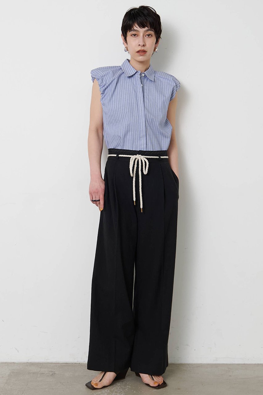 【ウィムガゼット/Whim Gazette】の【THE PAUSE】袖ギャザーノースリーブシャツ 人気、トレンドファッション・服の通販 founy(ファニー) 　ファッション　Fashion　レディースファッション　Fashion for Women　トップス・カットソー　Cut & Sew Tops　キャミソール&ノースリーブ　Camisoles & Sleeveless Tops　シャツ・ブラウス・オフィスカジュアル　Elegant Blouses & Button-Ups　ギャザー　Gathered, Ruffled　シンプル　Simple, Minimal　ストライプ　Stripe, Striped Pattern　ノースリーブ　Sleeveless, No-Sleeve　バランス　Balance, Style Balance　レギュラー　Regular, Standard Fit　新作・新入荷　New Arrivals / New In　無地　Plain, Solid Color　other-2|ID: prp329100004889158 ipo3291000000036526119