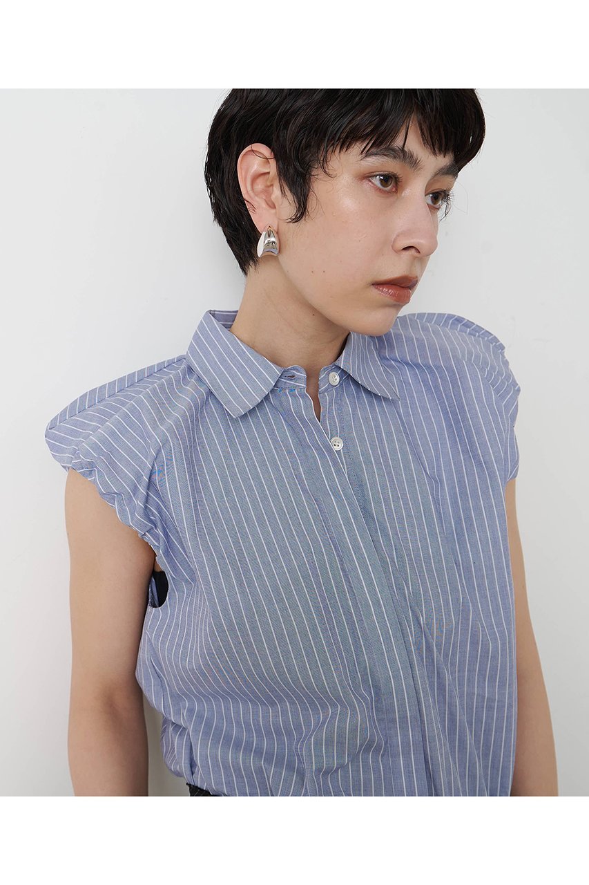 【ウィムガゼット/Whim Gazette】の【THE PAUSE】袖ギャザーノースリーブシャツ 人気、トレンドファッション・服の通販 founy(ファニー) 　ファッション　Fashion　レディースファッション　Fashion for Women　トップス・カットソー　Cut & Sew Tops　キャミソール&ノースリーブ　Camisoles & Sleeveless Tops　シャツ・ブラウス・オフィスカジュアル　Elegant Blouses & Button-Ups　ギャザー　Gathered, Ruffled　シンプル　Simple, Minimal　ストライプ　Stripe, Striped Pattern　ノースリーブ　Sleeveless, No-Sleeve　バランス　Balance, Style Balance　レギュラー　Regular, Standard Fit　新作・新入荷　New Arrivals / New In　無地　Plain, Solid Color　other-7|ID: prp329100004889158 ipo3291000000036526129