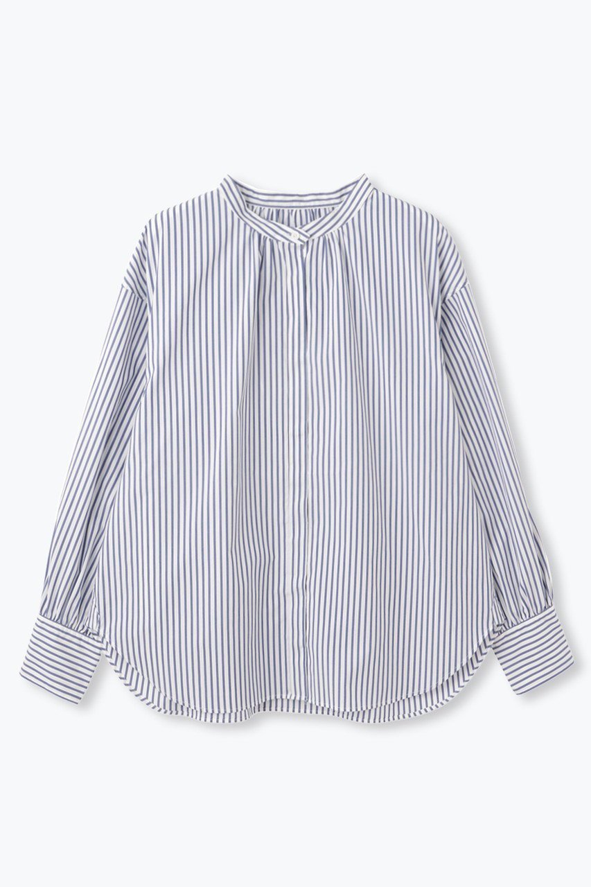 【レリル/lelill】の「ピマソロ」スプリッドブラウス インテリア・キッズ・メンズ・レディースファッション・服の通販 founy(ファニー) 　ファッション　Fashion　レディースファッション　Fashion for Women　トップス・カットソー　Cut & Sew Tops　シャツ・ブラウス・オフィスカジュアル　Elegant Blouses & Button-Ups　エレガント 上品　Elegant　カフス　Cuff Design　ギャザー　Gathered, Ruffled　ストライプ　Stripe, Striped Pattern　スリーブ　Sleeve, Long Sleeve / Short Sleeve　定番　Standard, Basic Item　ファブリック　Fabric, Textile　フェミニン　Feminine, Girly　ベーシック　Basic, Essential　ロング　Long, Long-Length　新作・新入荷　New Arrivals / New In　ブルーストライプ|ID: prp329100004889162 ipo3291000000036526149