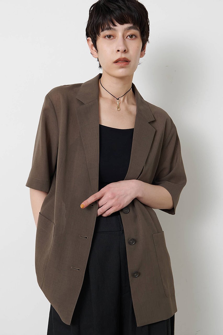 【ウィムガゼット/Whim Gazette】の【THE PAUSE】シアーハーフスリーブジャケット インテリア・キッズ・メンズ・レディースファッション・服の通販 founy(ファニー) 　ファッション　Fashion　レディースファッション　Fashion for Women　アウター　Coat / Outerwear Collection　レディースジャケット・軽アウター　Jackets　おすすめ　Recommended / Our Picks　シアー　Sheer, See-Through　ジャケット　Jacket, Outerwear　セットアップ　Set-Up, Coordinated Outfit　マニッシュ　Mannish, Boyish　半袖　Short Sleeve, Half Sleeve　新作・新入荷　New Arrivals / New In　チャコールグレー|ID: prp329100004889164 ipo3291000000036526165