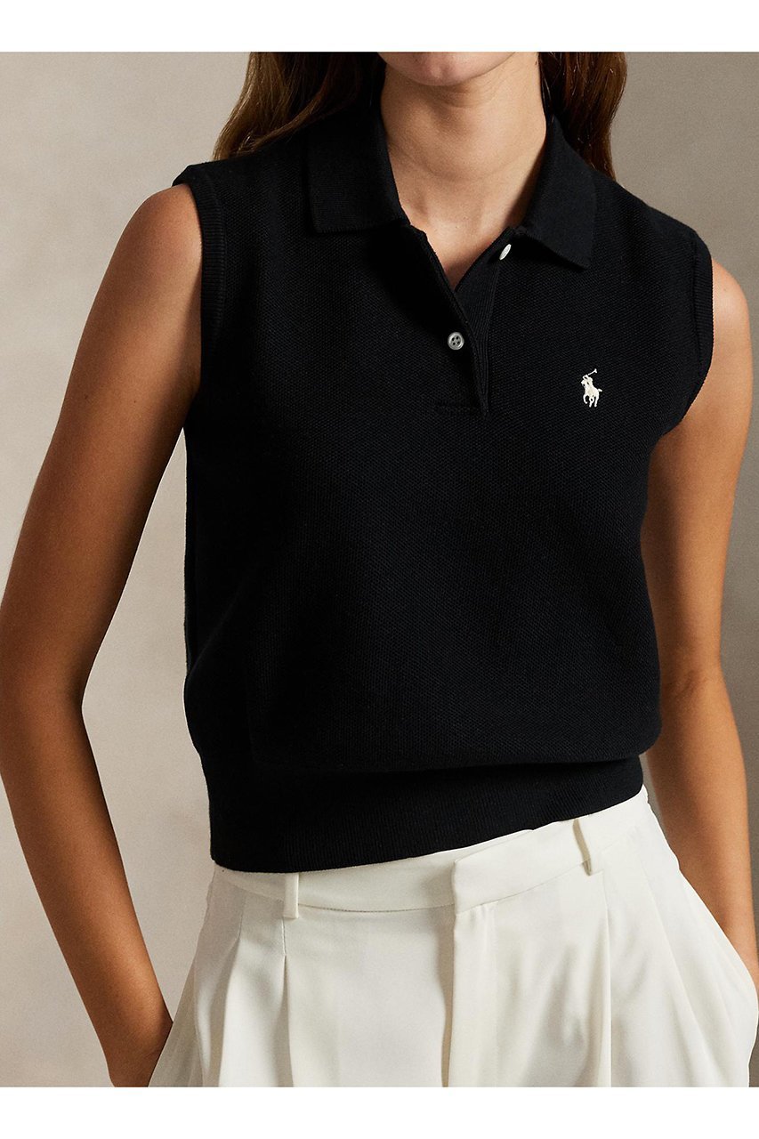 【ラルフローレン/RALPH LAUREN】の【POLO RALPH LAUREN】コットン クロップド スリーブレス ポロ セーター 人気、トレンドファッション・服の通販 founy(ファニー) 　ファッション　Fashion　レディースファッション　Fashion for Women　トップス・カットソー　Cut & Sew Tops　ニット　Knit Tops & Sweaters　カジュアルプルオーバー・ニットトップス　Pullovers & Knit Tops / Casual Pullovers　クロップド　Cropped, Short Length　シンプル　Simple, Minimal　スリーブ　Sleeve, Long Sleeve / Short Sleeve　セーター　Sweater, Knitwear　ノースリーブ　Sleeveless, No-Sleeve　バランス　Balance, Style Balance　フィット　Fit, Slim Fit　新作・新入荷　New Arrivals / New In　other-3|ID: prp329100004889170 ipo3291000000036526214