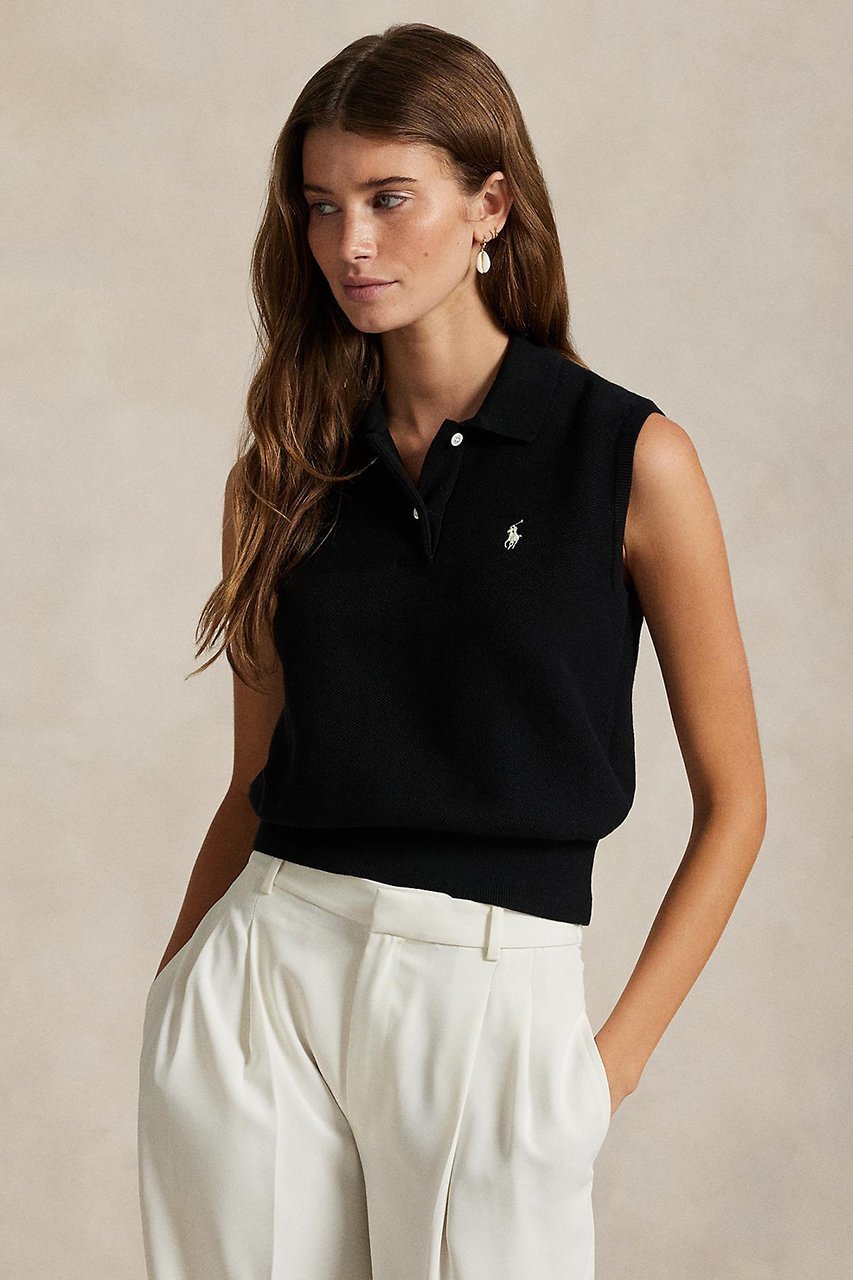 【ラルフローレン/RALPH LAUREN】の【POLO RALPH LAUREN】コットン クロップド スリーブレス ポロ セーター 人気、トレンドファッション・服の通販 founy(ファニー) 　ファッション　Fashion　レディースファッション　Fashion for Women　トップス・カットソー　Cut & Sew Tops　ニット　Knit Tops & Sweaters　カジュアルプルオーバー・ニットトップス　Pullovers & Knit Tops / Casual Pullovers　クロップド　Cropped, Short Length　シンプル　Simple, Minimal　スリーブ　Sleeve, Long Sleeve / Short Sleeve　セーター　Sweater, Knitwear　ノースリーブ　Sleeveless, No-Sleeve　バランス　Balance, Style Balance　フィット　Fit, Slim Fit　新作・新入荷　New Arrivals / New In　other-5|ID: prp329100004889170 ipo3291000000036526217