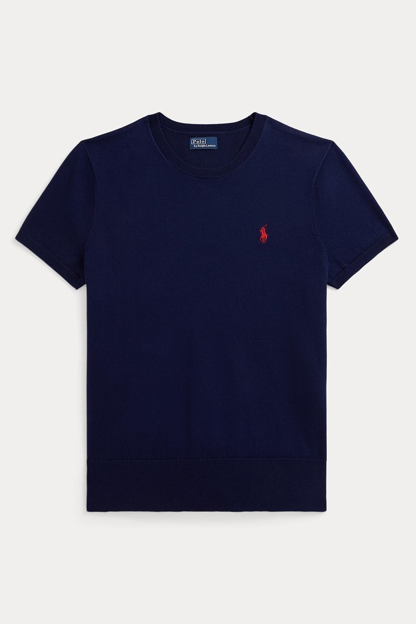 【ラルフローレン/RALPH LAUREN】の【POLO RALPH LAUREN】ショートスリーブ クルーネック セーター インテリア・キッズ・メンズ・レディースファッション・服の通販 founy(ファウニー) 　ファッション　Fashion　レディースファッション　Fashion for Women　トップス・カットソー　Cut & Sew Tops　ニット　Knit Tops & Sweaters　カジュアルプルオーバー・ニットトップス　Pullovers & Knit Tops / Casual Pullovers　カフス　Cuff Design　ショート　Short, Short Length　スリム　Slim, Slim Fit　スリーブ　Sleeve, Long Sleeve / Short Sleeve　セーター　Sweater, Knitwear　バランス　Balance, Style Balance　フィット　Fit, Slim Fit　エレガント 上品　Elegant　半袖　Short Sleeve, Half Sleeve　ネイビー|ID: prp329100004889172 ipo3291000000036904794