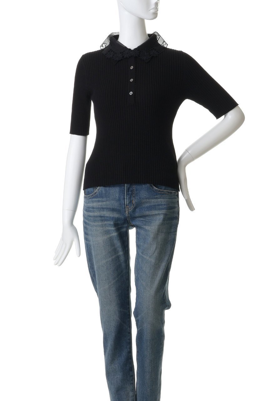 【ミュベール/MUVEIL】のレースカラー付きポロプルオーバー 人気、トレンドファッション・服の通販 founy(ファニー) 　ファッション　Fashion　レディースファッション　Fashion for Women　トップス・カットソー　Cut & Sew Tops　ニット　Knit Tops & Sweaters　カジュアルプルオーバー・ニットトップス　Pullovers & Knit Tops / Casual Pullovers　オーガンジー　Organza Fabric　コンパクト　Compact, Small Size　スポーティ　Sporty, Casual Athletic　レース　Lace, Lace Fabric　新作・新入荷　New Arrivals / New In　other-2|ID: prp329100004889175 ipo3291000000036526240