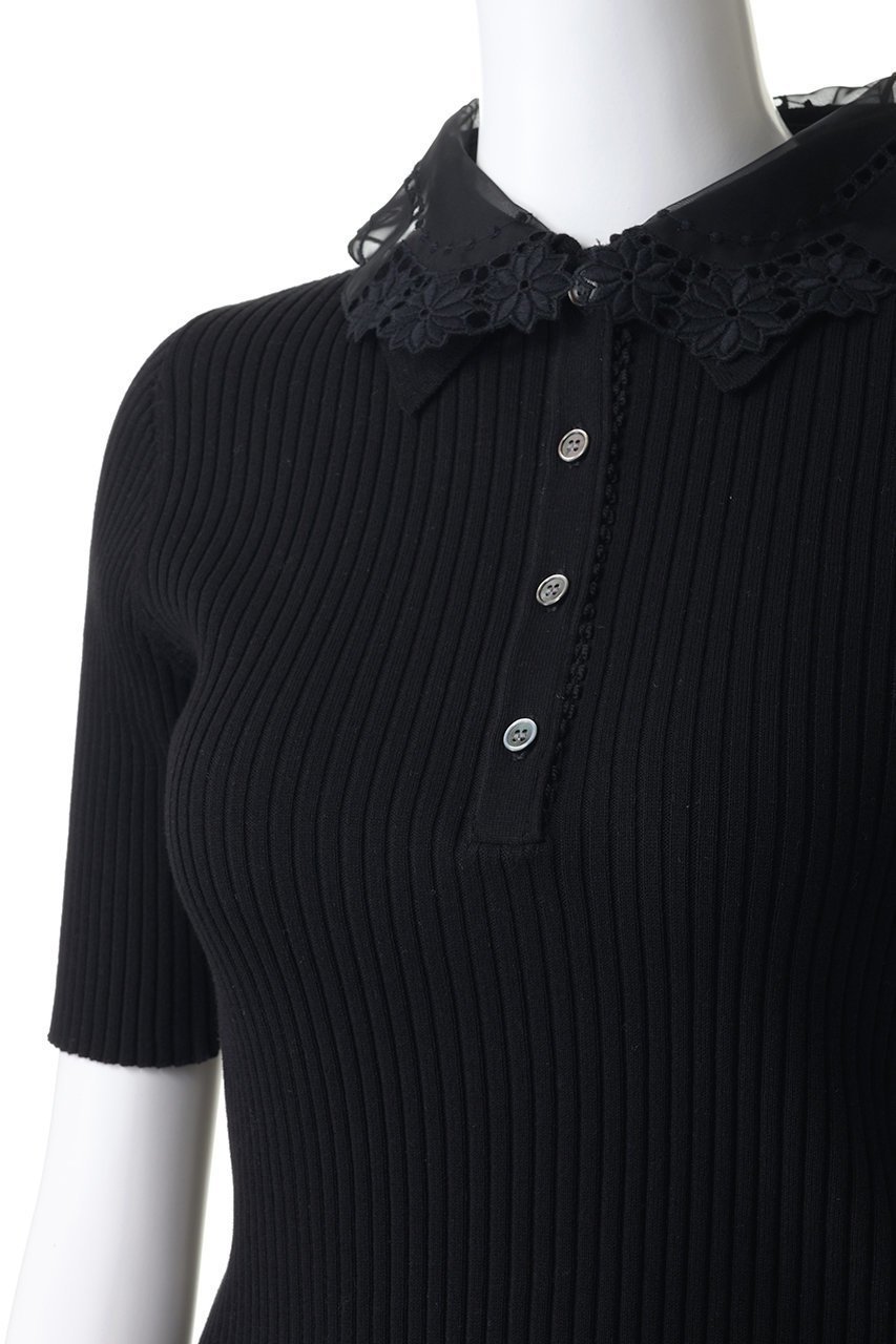 【ミュベール/MUVEIL】のレースカラー付きポロプルオーバー 人気、トレンドファッション・服の通販 founy(ファニー) 　ファッション　Fashion　レディースファッション　Fashion for Women　トップス・カットソー　Cut & Sew Tops　ニット　Knit Tops & Sweaters　カジュアルプルオーバー・ニットトップス　Pullovers & Knit Tops / Casual Pullovers　オーガンジー　Organza Fabric　コンパクト　Compact, Small Size　スポーティ　Sporty, Casual Athletic　レース　Lace, Lace Fabric　新作・新入荷　New Arrivals / New In　other-5|ID: prp329100004889175 ipo3291000000036526246