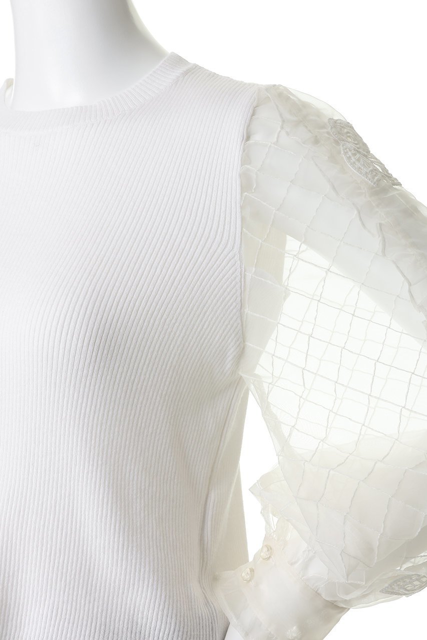 【ミュベール/MUVEIL】のシアータックスリーブニットプルオーバー 人気、トレンドファッション・服の通販 founy(ファニー) ファッション Fashion レディースファッション Fashion for Women トップス・カットソー Cut & Sew Tops ニット Knit Tops & Sweaters カジュアルプルオーバー・ニットトップス Pullovers & Knit Tops / Casual Pullovers オーガンジー Organza Fabric ギャザー Gathered, Ruffled シフォン Chiffon, Lightweight Fabric フィット Fit, Slim Fit モチーフ Motif, Design Theme レース Lace, Lace Fabric エレガント 上品 Elegant 新作・新入荷 New Arrivals / New In other-5|ID: prp329100004889177 ipo3291000000036526255