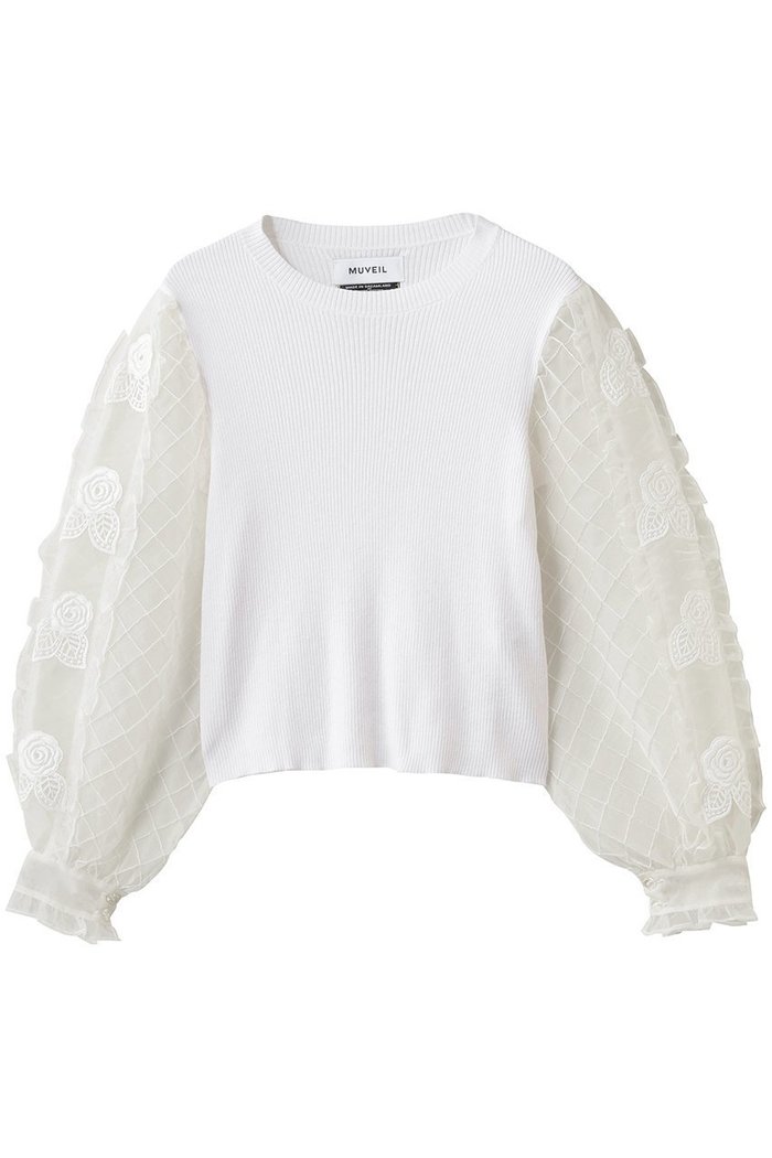 【ミュベール/MUVEIL】のシアータックスリーブニットプルオーバー インテリア・キッズ・メンズ・レディースファッション・服の通販 founy(ファニー) https://founy.com/ ファッション Fashion レディースファッション Fashion for Women トップス・カットソー Cut & Sew Tops ニット Knit Tops & Sweaters カジュアルプルオーバー・ニットトップス Pullovers & Knit Tops / Casual Pullovers オーガンジー Organza Fabric ギャザー Gathered, Ruffled シフォン Chiffon, Lightweight Fabric フィット Fit, Slim Fit モチーフ Motif, Design Theme レース Lace, Lace Fabric エレガント 上品 Elegant 新作・新入荷 New Arrivals / New In |ID: prp329100004889177 ipo3291000000036895996