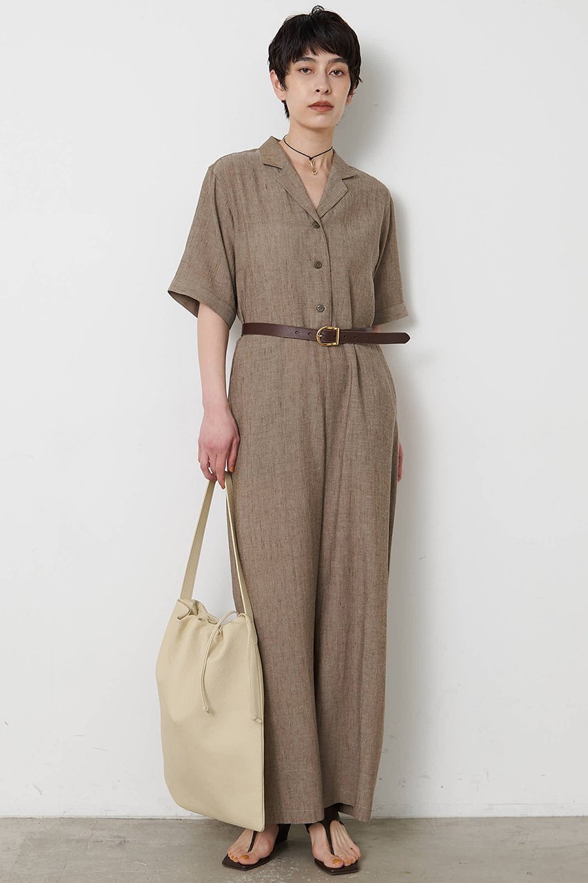 【ウィムガゼット/Whim Gazette】の【THE PAUSE】リネン混カイキンジャンプスーツ インテリア・キッズ・メンズ・レディースファッション・服の通販 founy(ファニー) 　ファッション　Fashion　レディースファッション　Fashion for Women　パンツ　Pants & Trousers　インナー　Innerwear　シンプル　Simple, Minimal　スーツ　Suit, Formalwear　バランス　Balance, Style Balance　リネン　Linen, Linen Fabric　半袖　Short Sleeve, Half Sleeve　新作・新入荷　New Arrivals / New In　ブラウン|ID: prp329100004889182 ipo3291000000036526281