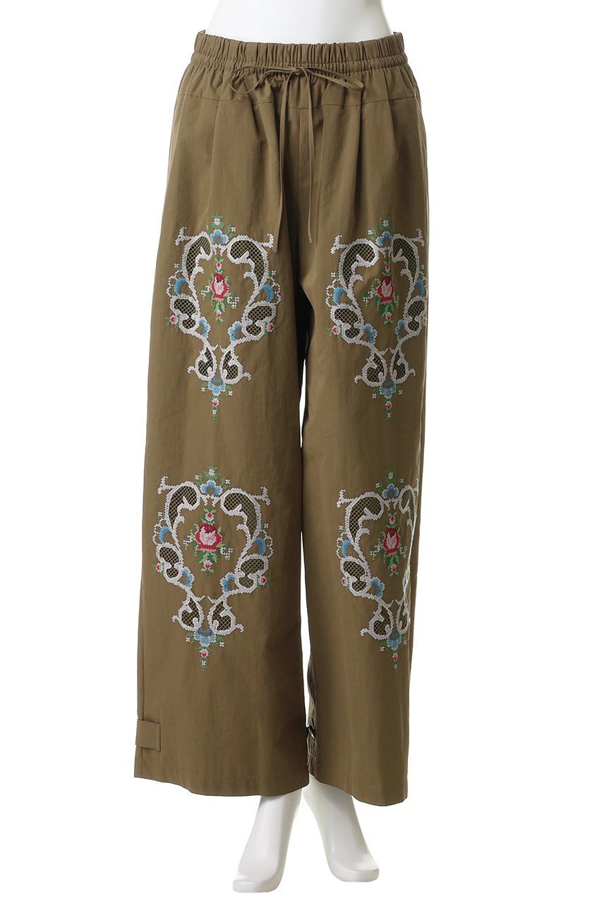 【ミュベール/MUVEIL】のフラワー刺しゅうパンツ 人気、トレンドファッション・服の通販 founy(ファニー) 　ファッション　Fashion　レディースファッション　Fashion for Women　パンツ　Pants & Trousers　ストレート　Straight, Straight Cut　フラワー　Flower, Floral　メッシュ　Mesh, Net Fabric　ヨーク　Yoke, Yoke Design　ワイド　Wide, Wide Fit　ワーク　Workwear, Utility Style　新作・新入荷　New Arrivals / New In　other-2|ID: prp329100004889191 ipo3291000000036526365