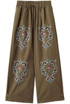 【ミュベール/MUVEIL】のフラワー刺しゅうパンツ カーキ|ID: prp329100004889191 ipo3291000000036879598
