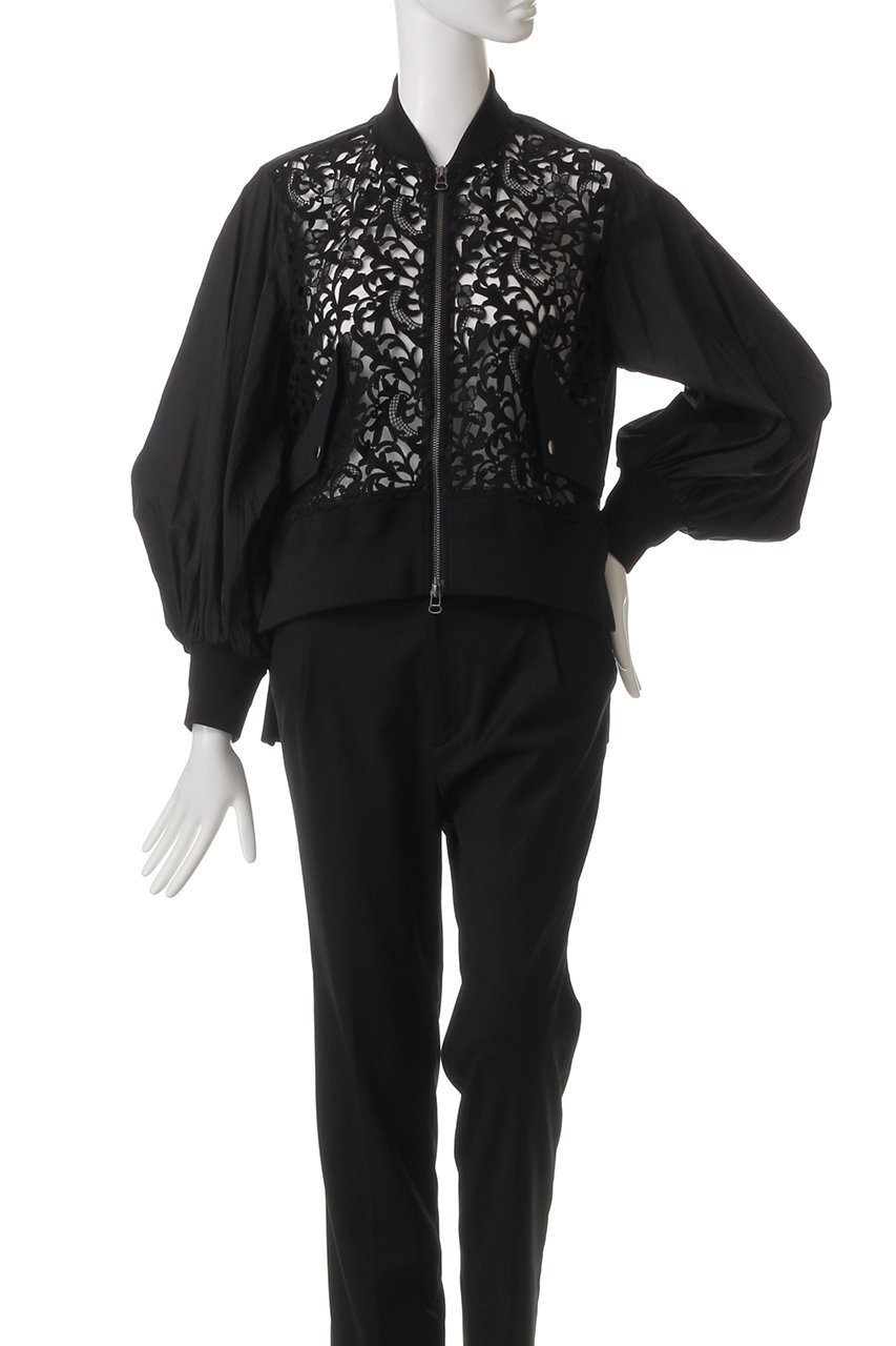 【ヒューエルミュージアム/hueLe Museum】の【STUMBLY】Lace Combi Sheer Sleeve MA-1 人気、トレンドファッション・服の通販 founy(ファニー) 　ファッション　Fashion　レディースファッション　Fashion for Women　アウター　Coat / Outerwear Collection　レディースジャケット・軽アウター　Jackets　MA-1ジャケット　MA-1 Bomber Jackets / Flight Jackets　インナー　Innerwear　エレガント 上品　Elegant　シンプル　Simple, Minimal　ジャケット　Jacket, Outerwear　スリーブ　Sleeve, Long Sleeve / Short Sleeve　デニム　Denim, Jeans Material　トレンド　Trend, Trending Now　フロント　Front, Front Design　レース　Lace, Lace Fabric　other-2|ID: prp329100004889217 ipo3291000000036529925