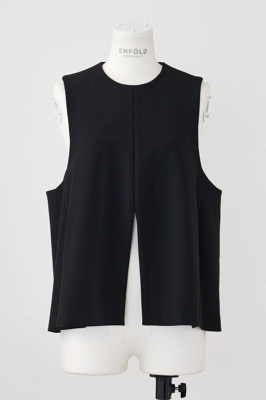 【エンフォルド/ENFOLD】のダブルクロス スリットベスト インテリア・キッズ・メンズ・レディースファッション・服の通販 founy(ファウニー) 　ファッション　Fashion　レディースファッション　Fashion for Women　アウター　Coat / Outerwear Collection　レディースジャケット・軽アウター　Jackets　おすすめ　Recommended / Our Picks　ジャケット　Jacket, Outerwear　スリット　Slit, Slit Detail　ダブル　Double, Double-Breasted　バランス　Balance, Style Balance　フロント　Front, Front Design　ベスト　Vest, Waistcoat　ワイド　Wide, Wide Fit　ブラック|ID: prp329100004889226 ipo3291000000036530096