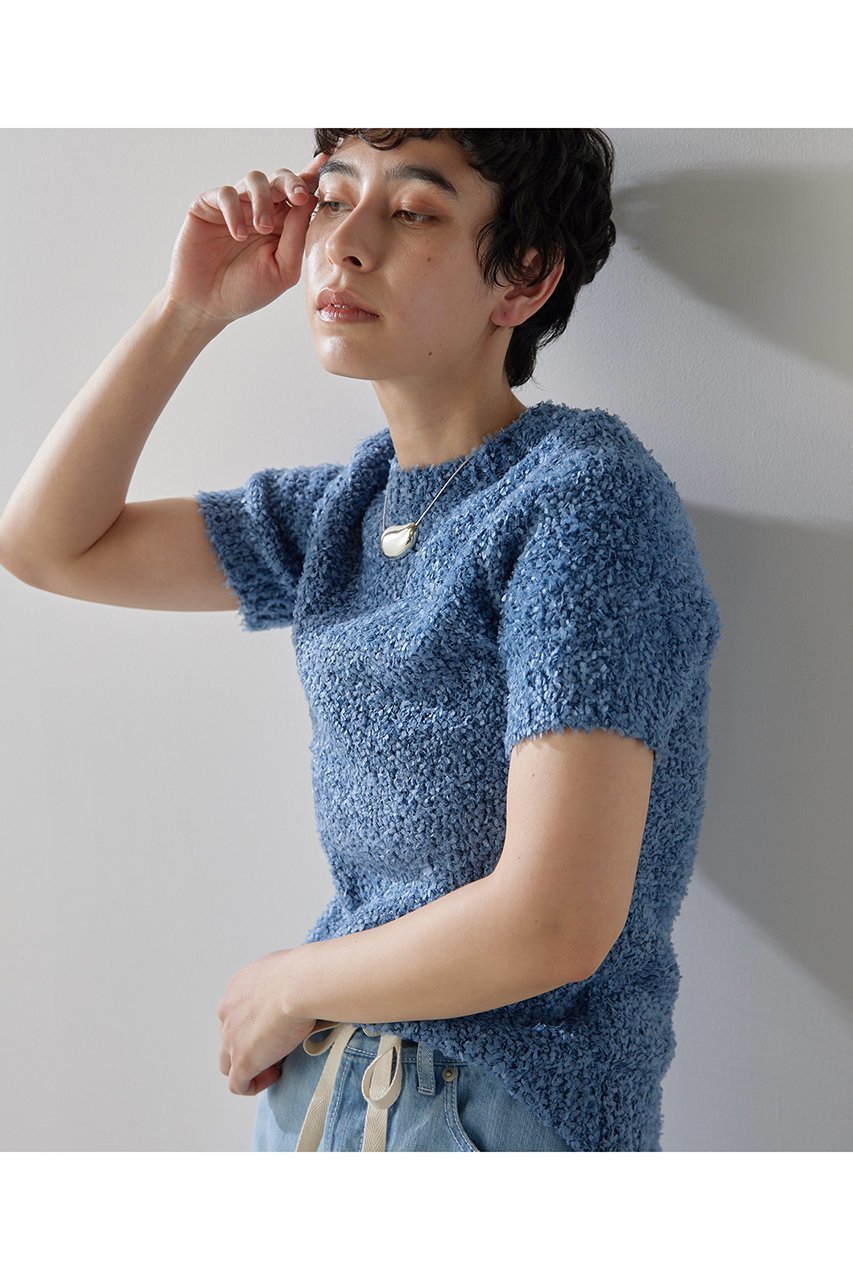 【ウィムガゼット/Whim Gazette】のハンソデTWEEDYニットプルオーバー 人気、トレンドファッション・服の通販 founy(ファニー) 　ファッション　Fashion　レディースファッション　Fashion for Women　トップス・カットソー　Cut & Sew Tops　ニット　Knit Tops & Sweaters　カジュアルプルオーバー・ニットトップス　Pullovers & Knit Tops / Casual Pullovers　コンパクト　Compact, Small Size　ストレッチ　Stretch, Stretchy Fabric　ツイード　Twill, Twill Weave　トレンド　Trend, Trending Now　半袖　Short Sleeve, Half Sleeve　other-6|ID: prp329100004889247 ipo3291000000036530784