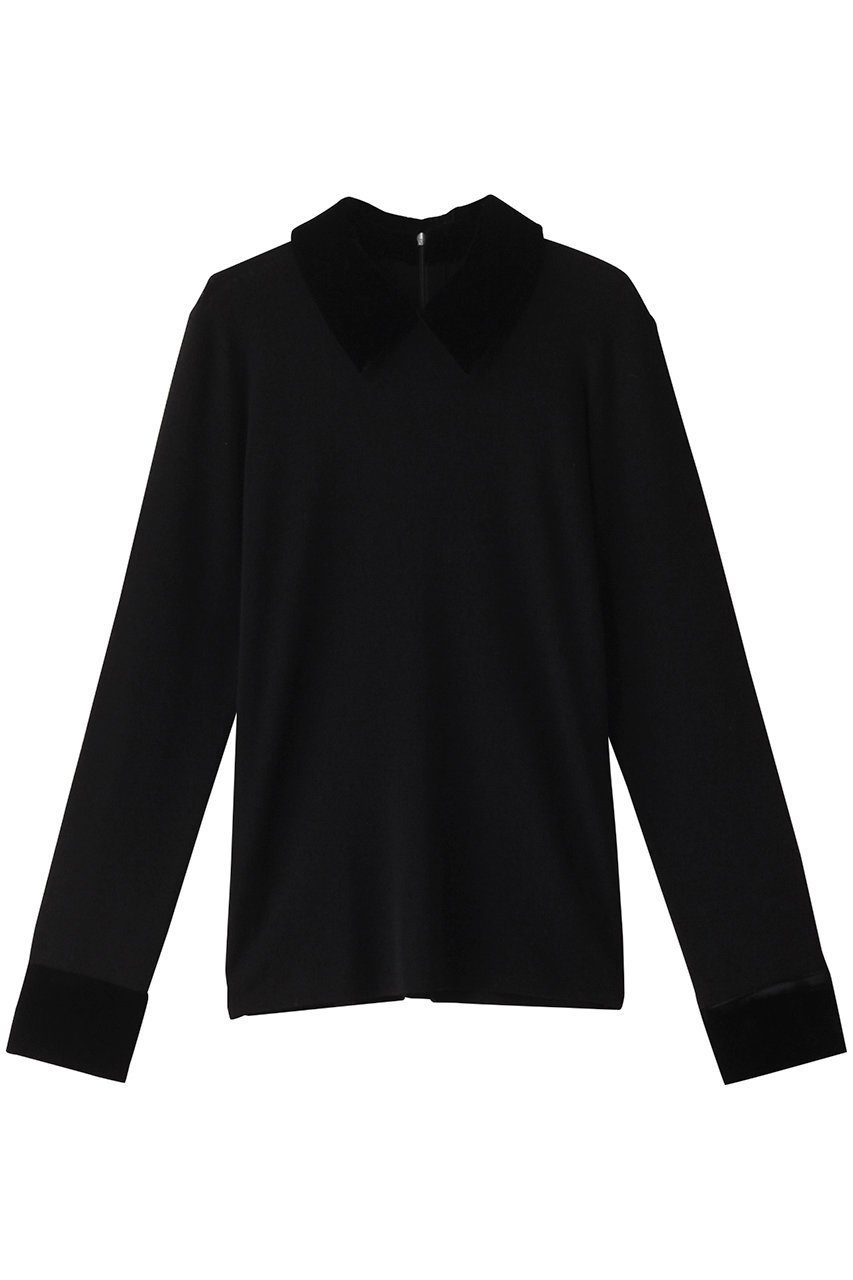 【クラネ/CLANE】のVELOUR COLLAR KNIT TOPS ニット インテリア・キッズ・メンズ・レディースファッション・服の通販 founy(ファウニー) 　ファッション　Fashion　レディースファッション　Fashion for Women　トップス・カットソー　Cut & Sew Tops　ニット　Knit Tops & Sweaters　カジュアルプルオーバー・ニットトップス　Pullovers & Knit Tops / Casual Pullovers　ベロアトップス　Velour Tops / Velvet-Look Items　エレガント 上品　Elegant　カフス　Cuff Design　ベロア　Velour, Soft Velvet　BLACK|ID: prp329100004889251 ipo3291000000036530854