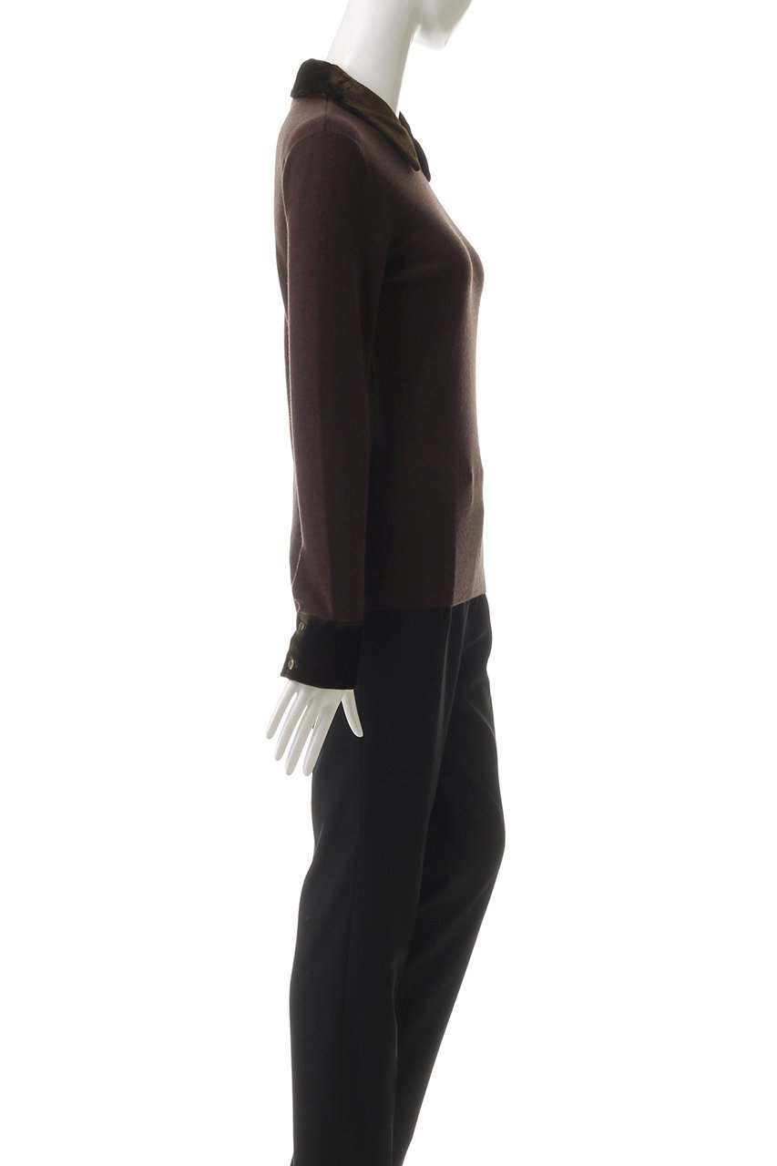 【クラネ/CLANE】のVELOUR COLLAR KNIT TOPS ニット 大人の最旬トレンドファッション＆コーディネート founy(ファウニー) 　ファッション　Fashion　レディースファッション　Fashion for Women　トップス・カットソー　Cut & Sew Tops　ニット　Knit Tops & Sweaters　カジュアルプルオーバー・ニットトップス　Pullovers & Knit Tops / Casual Pullovers　ベロアトップス　Velour Tops / Velvet-Look Items　エレガント 上品　Elegant　カフス　Cuff Design　ベロア　Velour, Soft Velvet　other-3|ID: prp329100004889251 ipo3291000000036530856