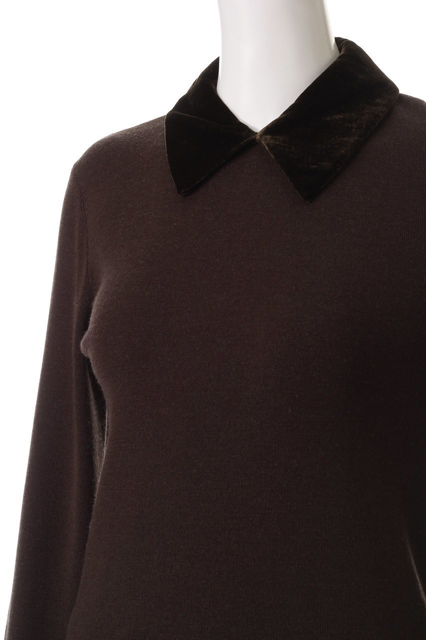 【クラネ/CLANE】のVELOUR COLLAR KNIT TOPS ニット 大人の最旬トレンドファッション＆コーディネート founy(ファウニー) 　ファッション　Fashion　レディースファッション　Fashion for Women　トップス・カットソー　Cut & Sew Tops　ニット　Knit Tops & Sweaters　カジュアルプルオーバー・ニットトップス　Pullovers & Knit Tops / Casual Pullovers　ベロアトップス　Velour Tops / Velvet-Look Items　エレガント 上品　Elegant　カフス　Cuff Design　ベロア　Velour, Soft Velvet　other-5|ID: prp329100004889251 ipo3291000000036530858