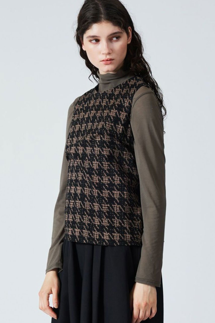 【ミズイロ インド/mizuiro ind】のchidori print N/S P/O プルオーバー 大人の最旬トレンドファッション＆コーディネート founy(ファウニー) 　ファッション　Fashion　レディースファッション　Fashion for Women　トップス・カットソー　Cut & Sew Tops　ニット　Knit Tops & Sweaters　カジュアルプルオーバー・ニットトップス　Pullovers & Knit Tops / Casual Pullovers　インナー　Innerwear　ジャケット　Jacket, Outerwear　ツイード　Twill, Twill Weave　ノースリーブ　Sleeveless, No-Sleeve　プリント　Print, Printed Pattern　秋　Autumn　other-8|ID: prp329100004889262 ipo3291000000036616235
