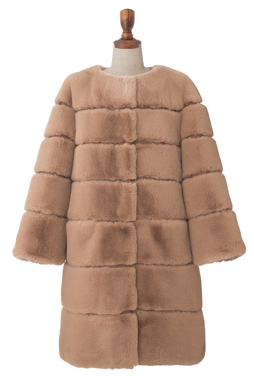 【デイジーリン/DAISY LIN】のLove Fur POODLE COAT インテリア・キッズ・メンズ・レディースファッション・服の通販 founy(ファウニー) 　ファッション　Fashion　レディースファッション　Fashion for Women　アウター　Coat / Outerwear Collection　コート・ロングコート・ピーコート　Long Coats, Peacoats & More　サテン　Satin, Glossy Fabric　シンプル　Simple, Minimal　ストレッチ　Stretch, Stretchy Fabric　ダウン　Down, Puffer　なめらか　Smooth, Silky Texture　フロント　Front, Front Design　ポケット　Pocket, Pocket Detail　リアル　Real, Realistic　レース　Lace, Lace Fabric　ロング　Long, Long-Length　冬　Winter / This Winter　アーモンドブラウン|ID: prp329100004889437 ipo3291000000036533558