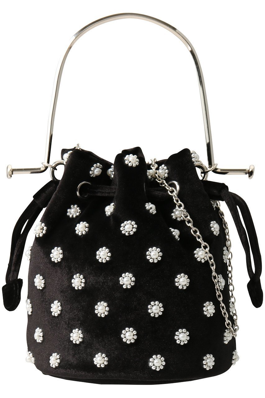 【アルアバイル/allureville】の【Loulou Willoughby】パール刺繍ベロア巾着バッグ インテリア・キッズ・メンズ・レディースファッション・服の通販 founy(ファニー) 　ファッション　Fashion　レディースファッション　Fashion for Women　トップス・カットソー　Cut & Sew Tops　ベロアトップス　Velour Tops / Velvet-Look Items　バッグ　Bags　エレガント 上品　Elegant　パール　Pearl, Pearl Accent　フラワー　Flower, Floral　ベロア　Velour, Soft Velvet　ホリデーシーズン　Holiday Season　メタル　Metal, Metal Parts　モチーフ　Motif, Design Theme　リュクス　Luxury, Elegant, High-End, Chic　巾着　Drawstring Bag, Kinchaku　A/W・秋冬　Autumn/Winter　ブラック系|ID: prp329100004889445 ipo3291000000036533619