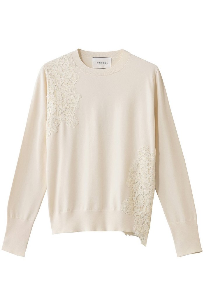 【ベイジ,/BEIGE,】のWILLOW / アシンメトリーレースクルーネックニット インテリア・キッズ・メンズ・レディースファッション・服の通販 founy(ファウニー) https://founy.com/ ファッション Fashion レディースファッション Fashion for Women トップス・カットソー Cut & Sew Tops ニット Knit Tops & Sweaters カジュアルプルオーバー・ニットトップス Pullovers & Knit Tops / Casual Pullovers アシンメトリー Asymmetrical Style カッティング Cutting Detail デニム Denim, Jeans Material レース Lace, Lace Fabric エレガント 上品 Elegant ビジネス 仕事 通勤 Business / Work / Commuting |ID: prp329100004889481 ipo3291000000036533956