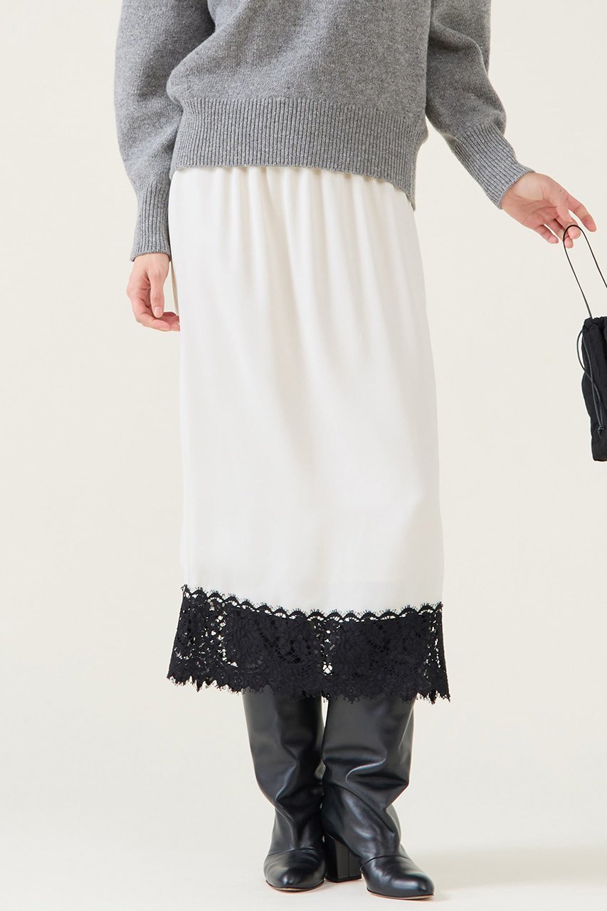 【マルティニーク/martinique】のキュプラリバーレーススカート(セットアップ可) インテリア・キッズ・メンズ・レディースファッション・服の通販 founy(ファニー) 　ファッション　Fashion　レディースファッション　Fashion for Women　セットアップ　Matching Sets　スカート・ミニ/ミディ/マキシ　Skirts / Mini, Midi & Maxi Skirts　スカート　Skirts　ロングスカート　Long Skirts / Maxi & Midi Skirts　おすすめ　Recommended / Our Picks　キュプラ　Cupro, Eco Fabric　ギャザー　Gathered, Ruffled　サテン　Satin, Glossy Fabric　シンプル　Simple, Minimal　セットアップ　Set-Up, Coordinated Outfit　フランス　France, French　レース　Lace, Lace Fabric　ロング　Long, Long-Length　エレガント 上品　Elegant　ホワイト|ID: prp329100004889488 ipo3291000000036534023