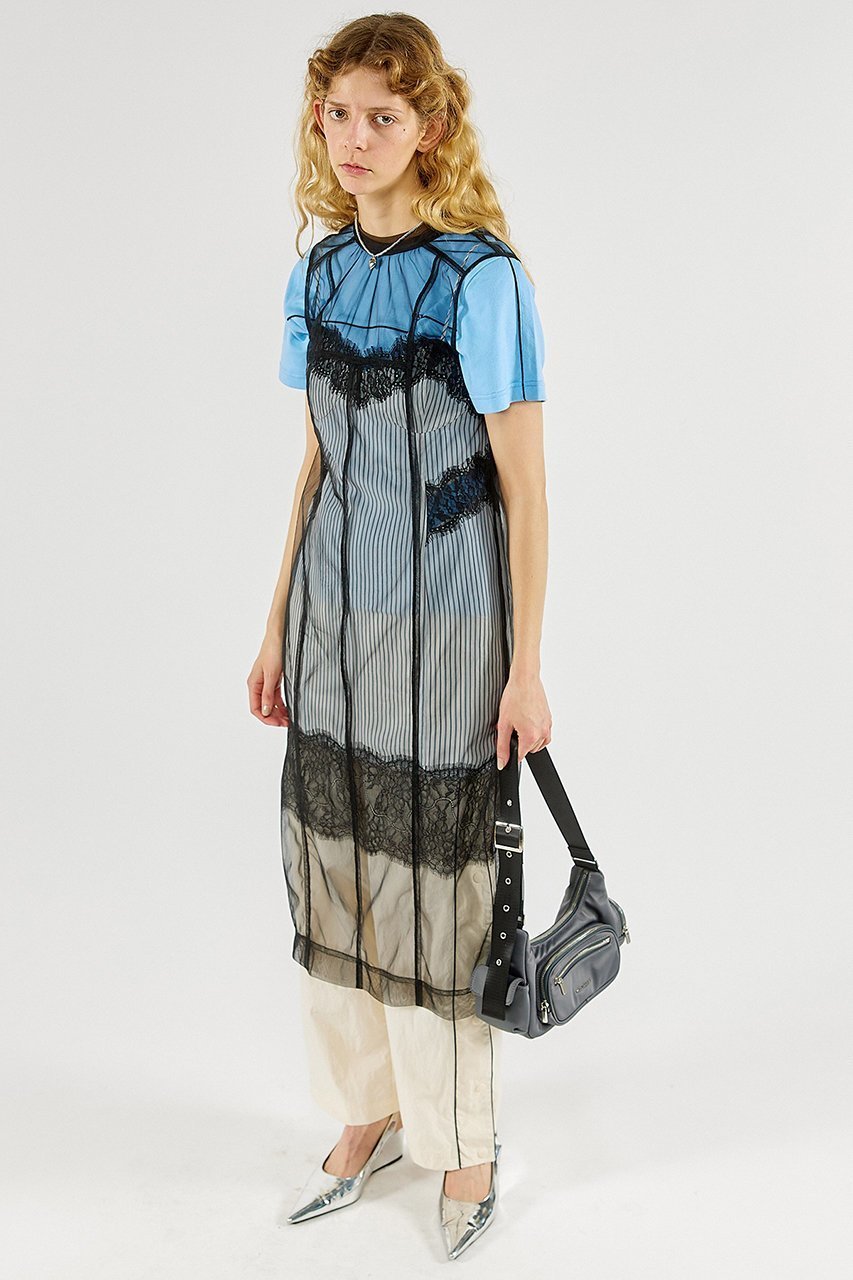 【メゾンスペシャル/MAISON SPECIAL】のTulle Layered Dress/チュールレイヤードワンピース 人気、トレンドファッション・服の通販 founy(ファニー) 　ファッション　Fashion　レディースファッション　Fashion for Women　ワンピース　Dresses　フォーマル・パーティードレス・結婚式用ドレス　Elegant & Casual Dresses　チュニック　Tunic Tops & Dresses　とろみ　Fluid, Flowy Fabric　キャミソール　Camisole, Spaghetti Strap Top　キュプラ　Cupro, Eco Fabric　シアー　Sheer, See-Through　ストライプ　Stripe, Striped Pattern　チュニック　Tunic, Long Top　チュール　Tulip, Tulip Motif　トレンド　Trend, Trending Now　ドッキング　Docking, Mixed Material　リボン　Ribbon, Bow　レース　Lace, Lace Fabric　ロング　Long, Long-Length　エレガント 上品　Elegant　夏　Summer　other-7|ID: prp329100004889512 ipo3291000000036534274