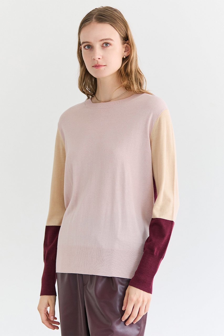 【ベイジ,/BEIGE,】のCHLOR(クロー)/ウールシルク配色クルーネックニット 人気、トレンドファッション・服の通販 founy(ファニー) 　ファッション　Fashion　レディースファッション　Fashion for Women　トップス・カットソー　Cut & Sew Tops　ニット　Knit Tops & Sweaters　カジュアルプルオーバー・ニットトップス　Pullovers & Knit Tops / Casual Pullovers　シルク　Silk, 100% Silk　other-7|ID: prp329100004889544 ipo3291000000036534578