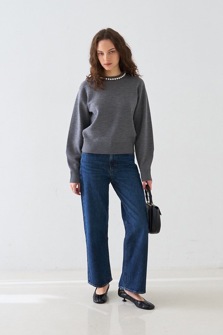 【デザイン ワークス/DESIGN WORKS】のパール付きニットプルオーバー 人気、トレンドファッション・服の通販 founy(ファニー) 　ファッション　Fashion　レディースファッション　Fashion for Women　トップス・カットソー　Cut & Sew Tops　ニット　Knit Tops & Sweaters　カジュアルプルオーバー・ニットトップス　Pullovers & Knit Tops / Casual Pullovers　なめらか　Smooth, Silky Texture　タイトスカート　Pencil Skirt, Tight Skirt　パール　Pearl, Pearl Accent　フォルム　Silhouette, Form　ワイド　Wide, Wide Fit　エレガント 上品　Elegant　今季　This Season, Current Season　other-6|ID: prp329100004889577 ipo3291000000036534959